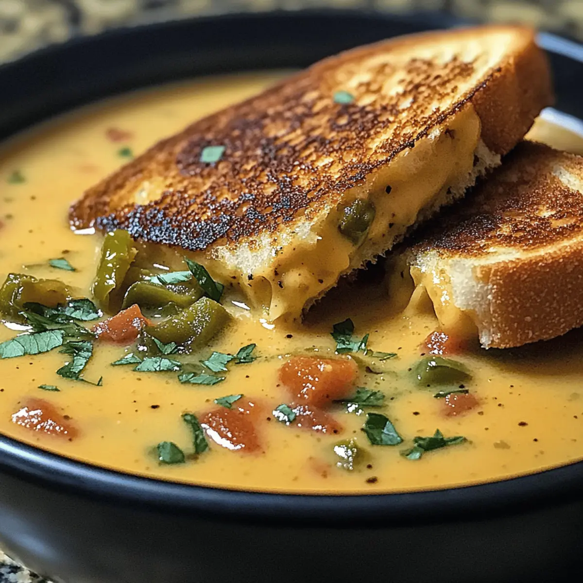 Cremige Jalapeño Popper Suppe mit Käsesticks