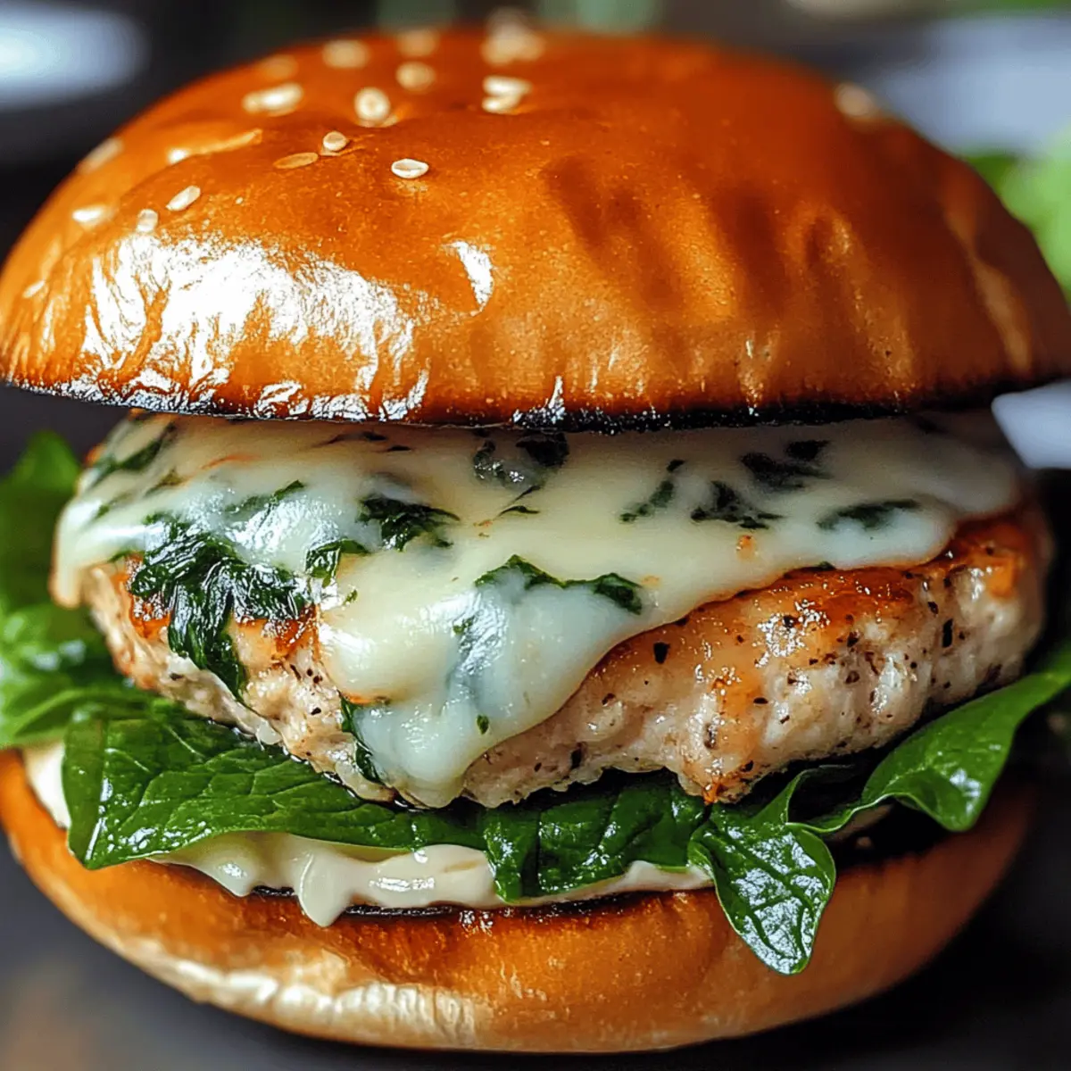 Saftige weiße Cheddar-Spinat Hühnchenburger