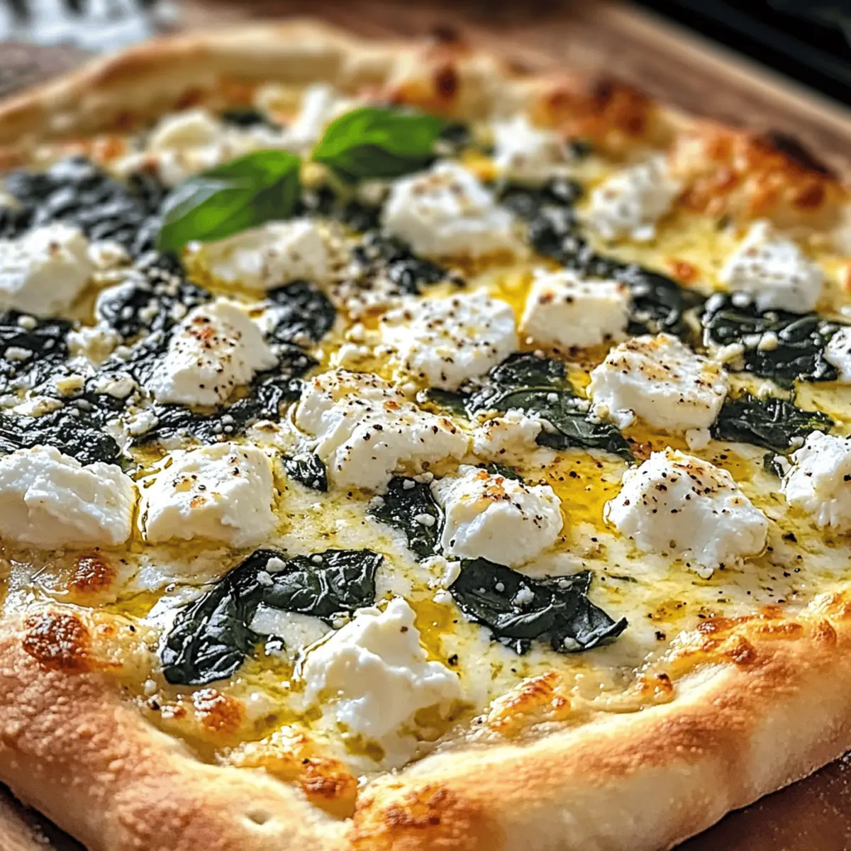 Griechische Spinat-Weißpizza mit Knoblauch