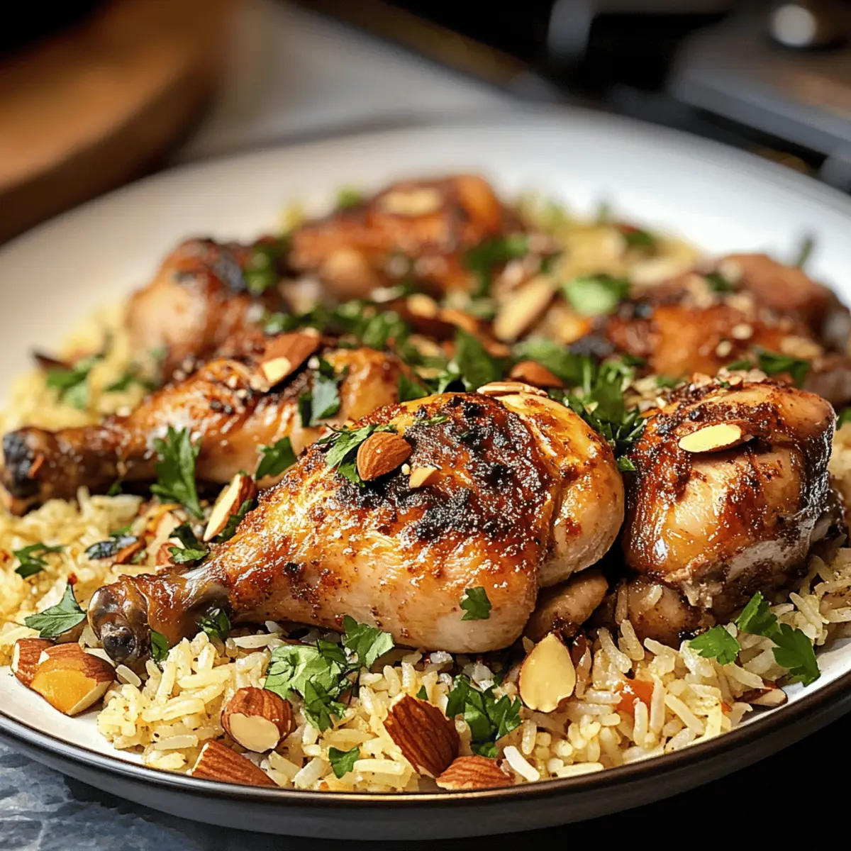 Köstliches Arabisches Hähnchen mit Reis Kabsa