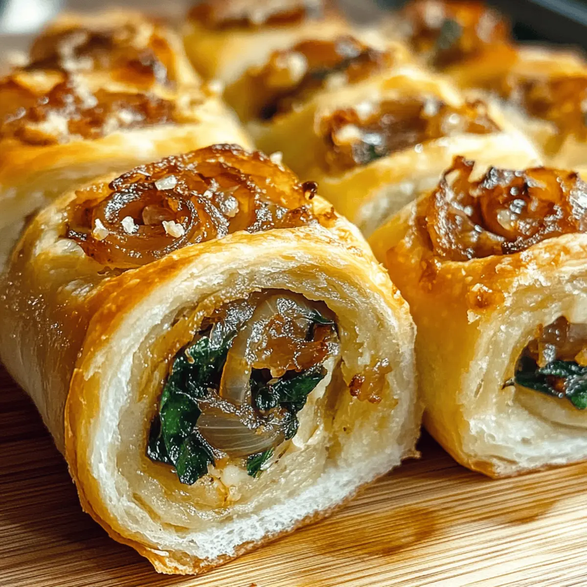 Der Ausgang: Vegane Zwiebel-Spinat Pizza Rollen