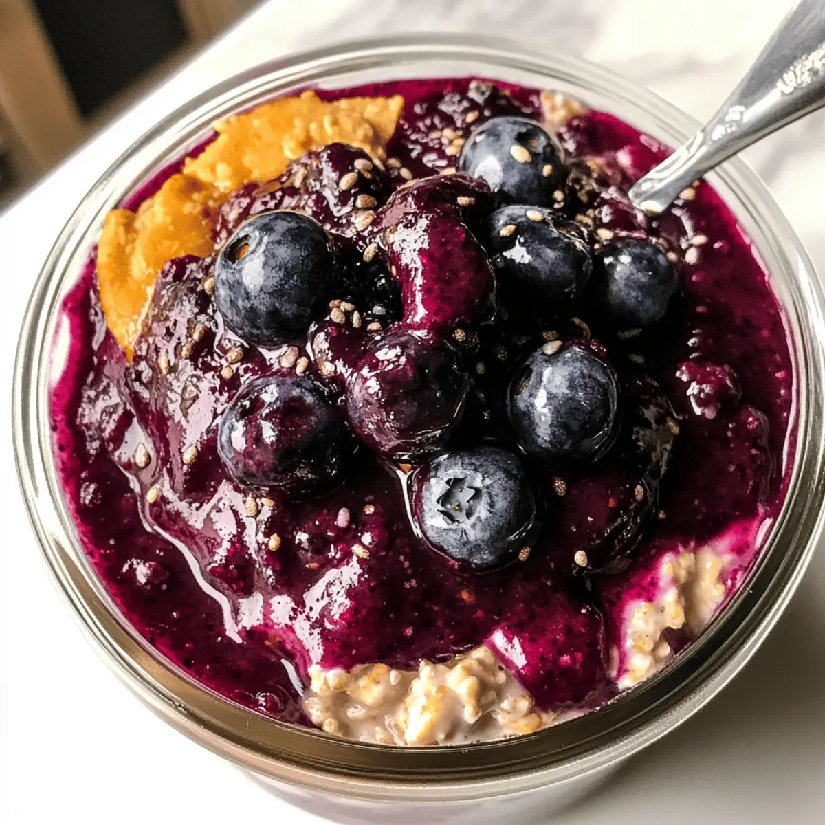 Blaubeerkuchen Overnight Oats für Frühstücksgenuss