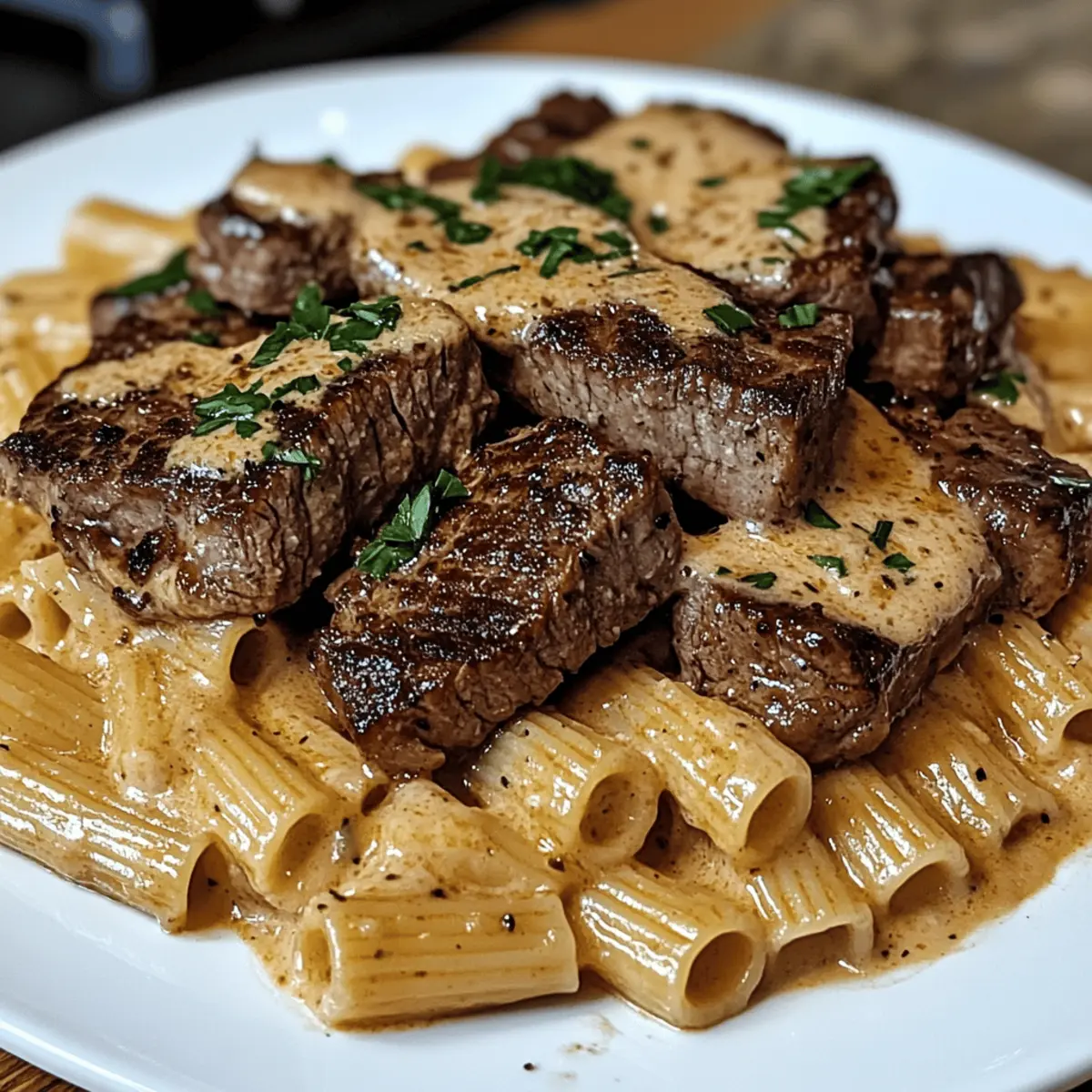 Cheesy Cajun Steak mit cremiger Rigatoni