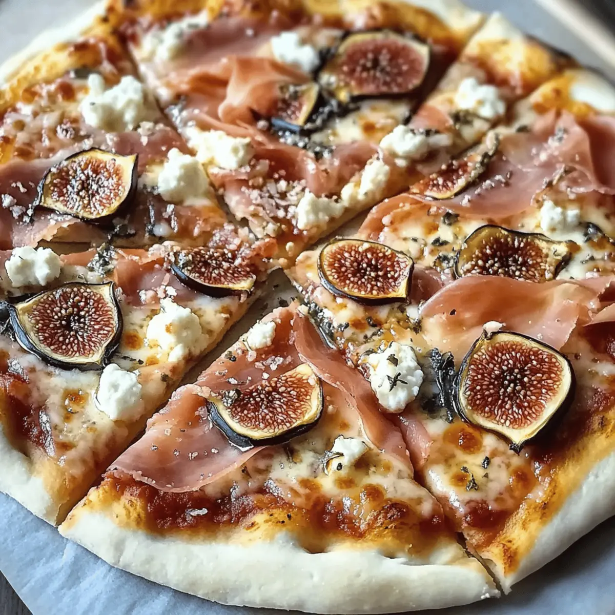 Der Ausstoß: Fig Pizza mit Ziegenkäse & Schinken