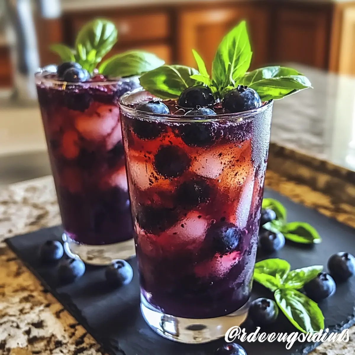 Blaubeer-Basilikum-Tee-Schlücke für frische Genussmomente