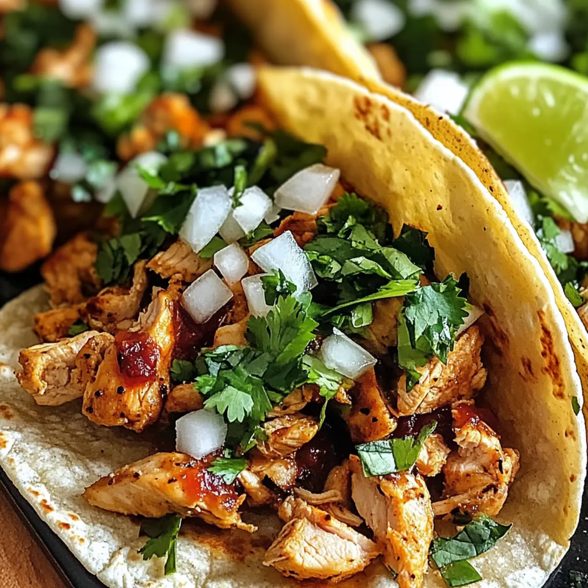 Hühnchen-Straßen-Tacos mit frischen Toppings