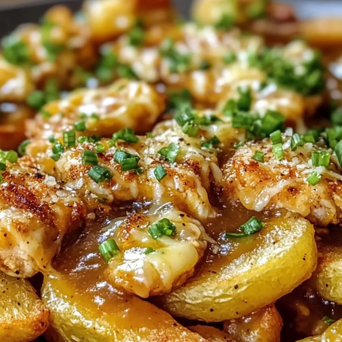 Hühnchen und Käse Poutine für herzhaften Genuss