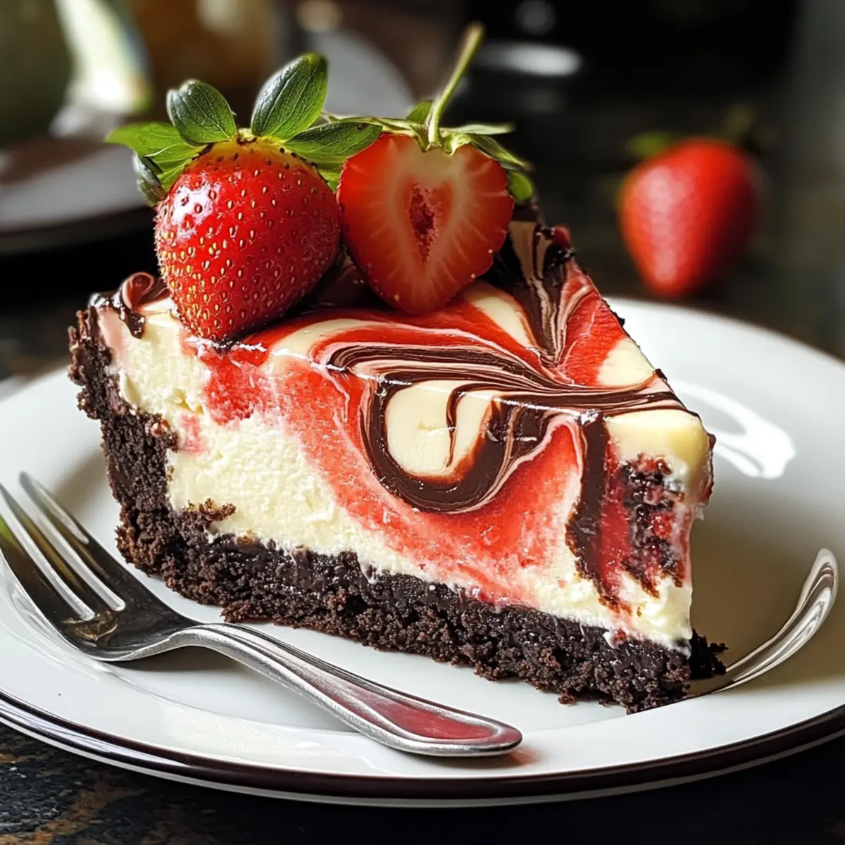 Schokoladen-Erdbeer-Swirl-Käsekuchen für jeden Anlass