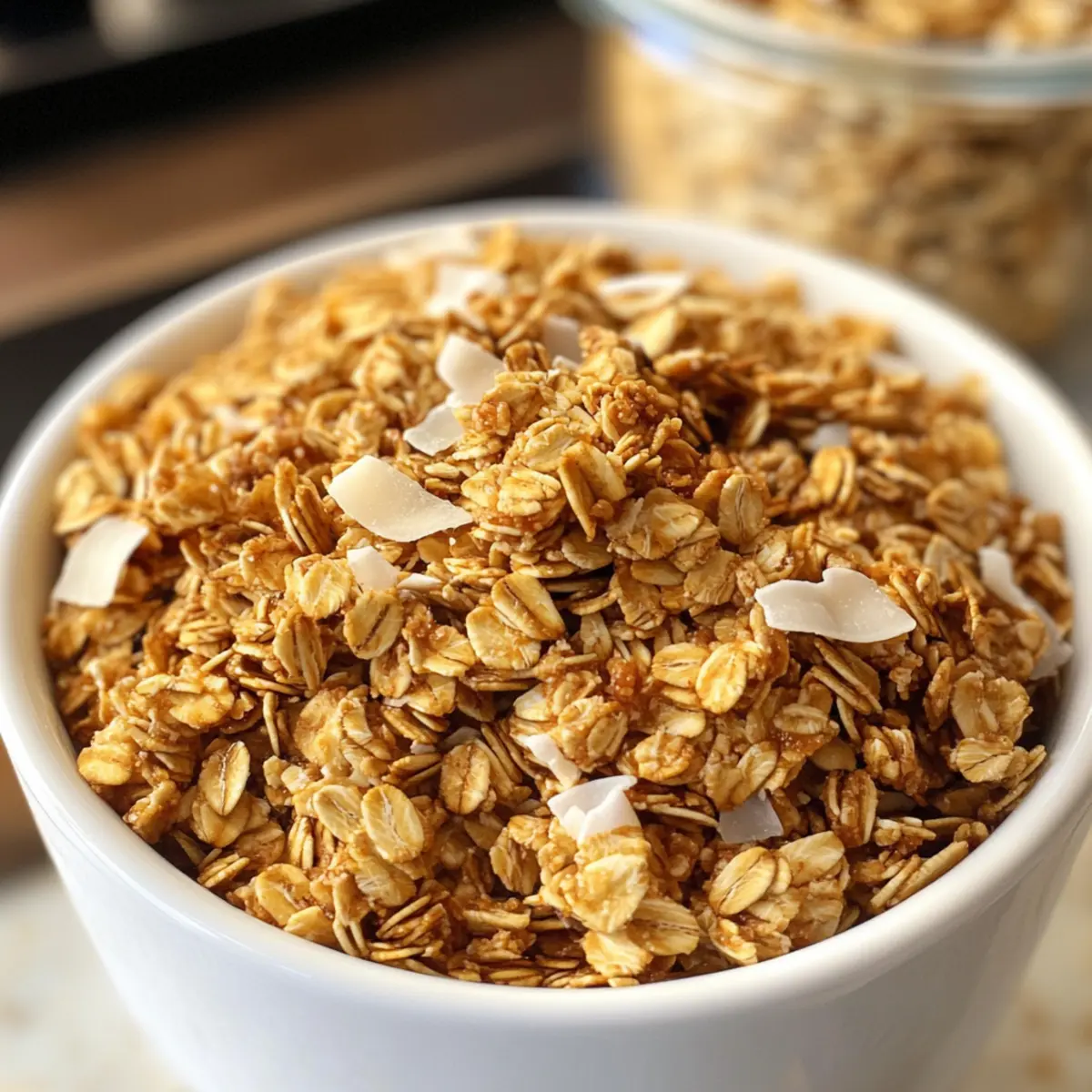 Gesunde Kokosnuss Granola für deinen Snackbedarf
