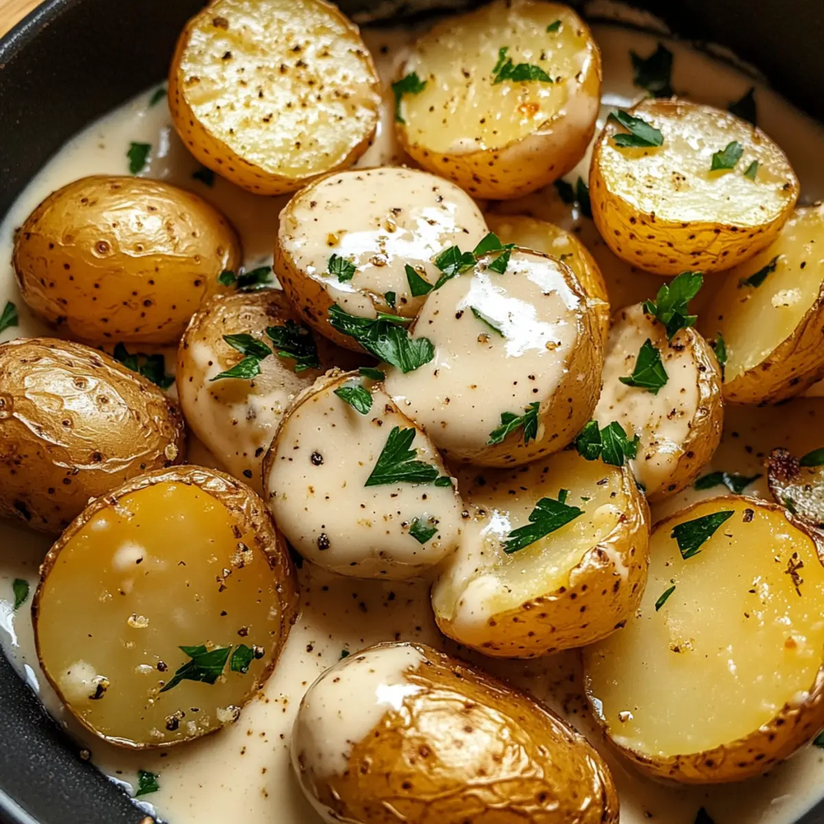 Cremige Knoblauchsoße Babykartoffeln ganz einfach genießen