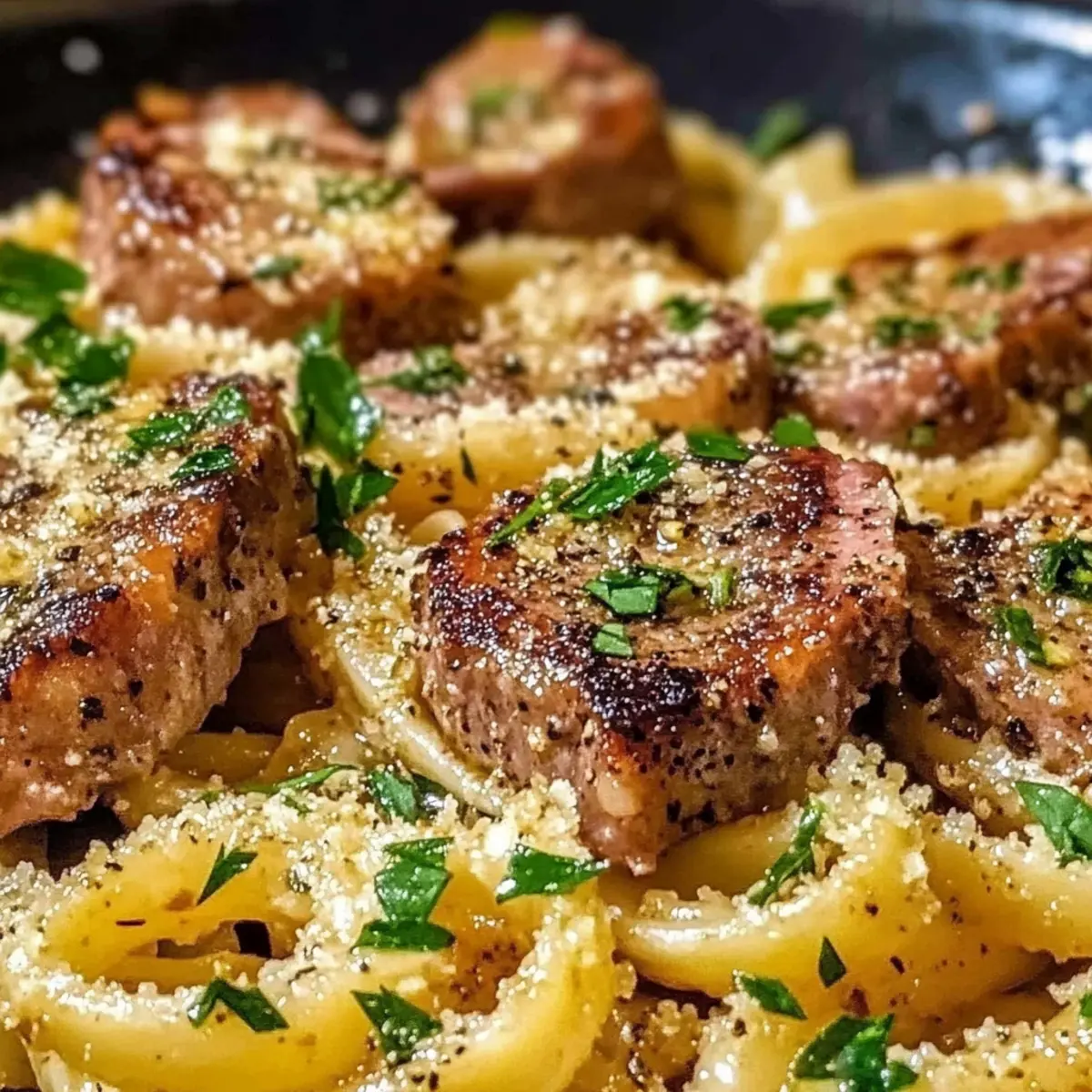 Knoblauch Steak Pasta für ein schnelles Abendessen