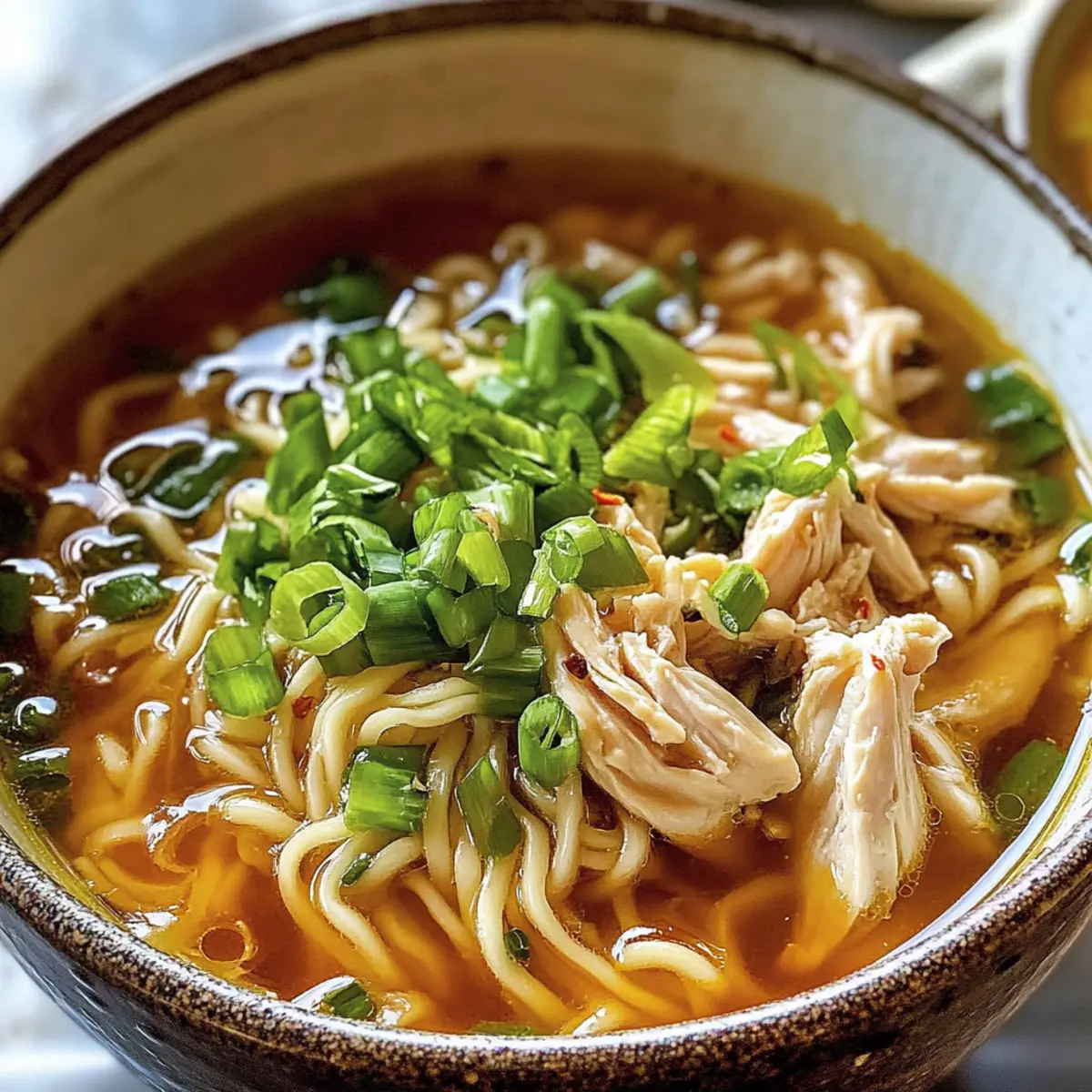 Ingwer-Frühlingszwiebel-Hühnchen-Nudelsuppe genießen