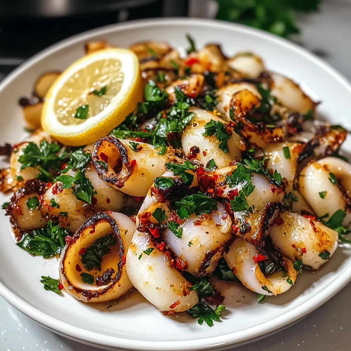 Gegrillter Knoblauch-Chili-Tintenfisch für Frischluft-Fans