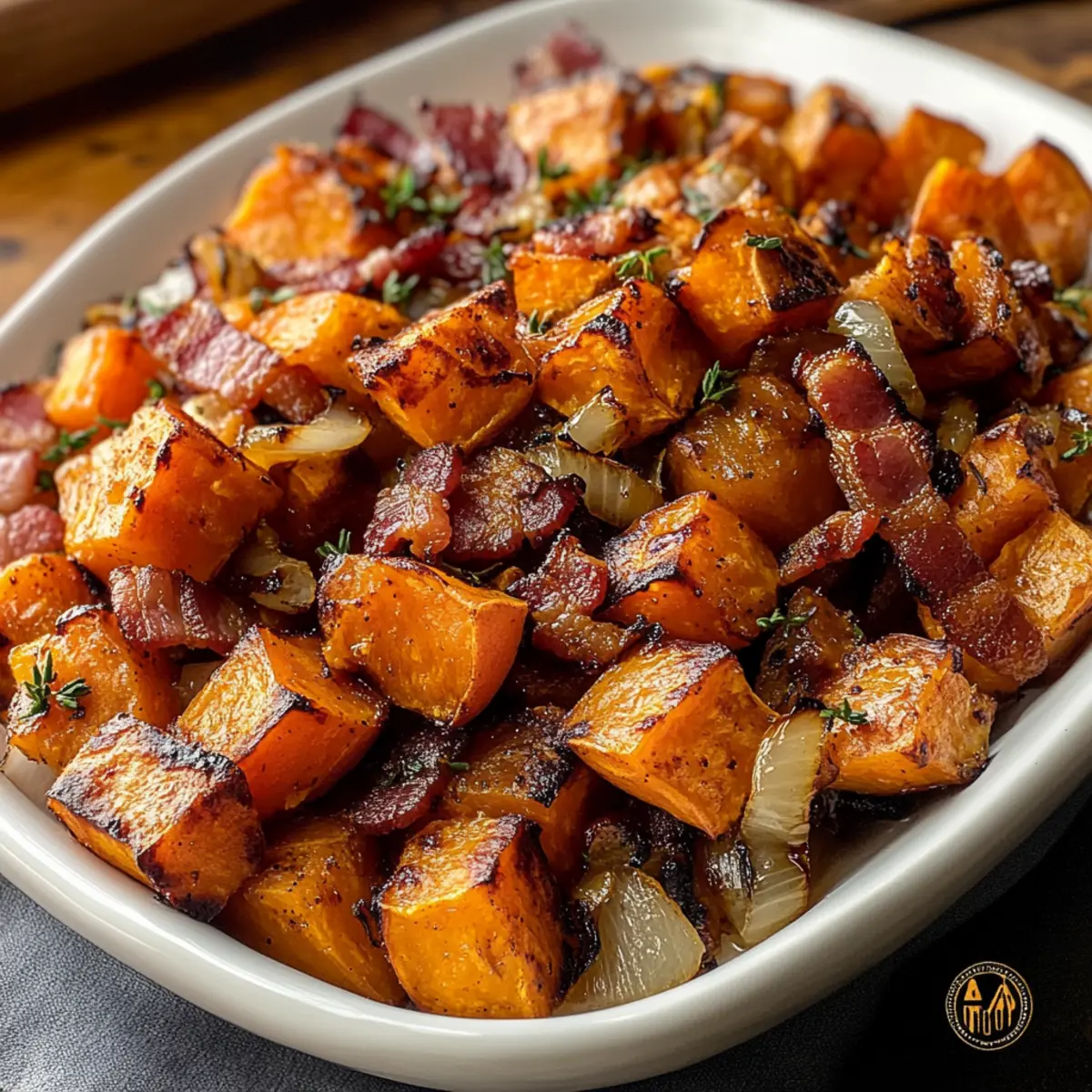 Ahorn-Glasierte Süßkartoffeln mit Speck für die Familie