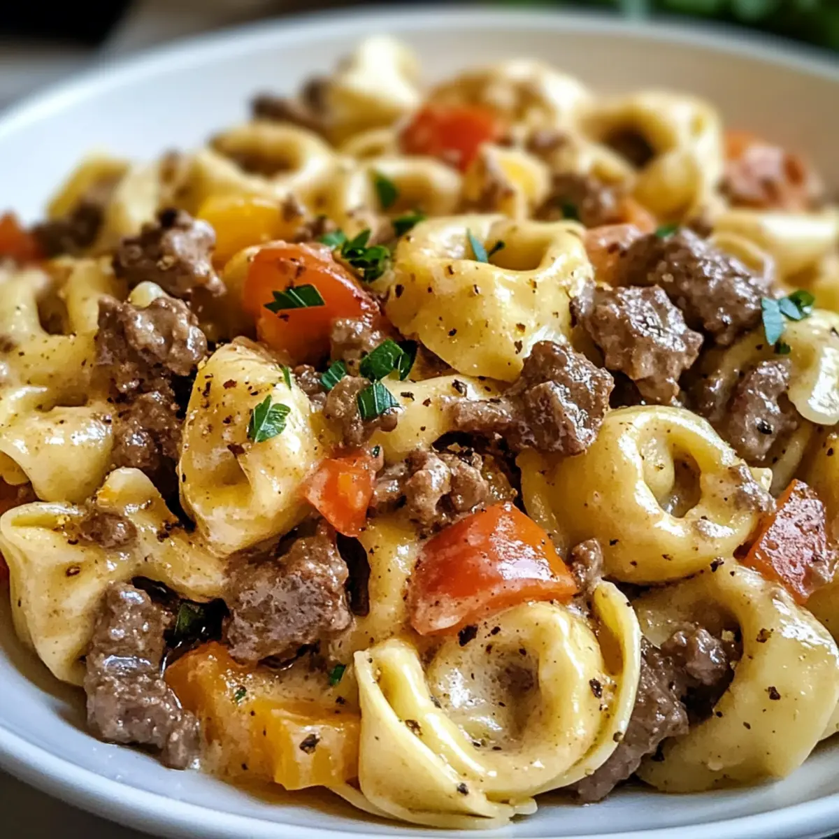 Philly Cheesesteak Tortellini Pasta für Schnell-Koch-Fans