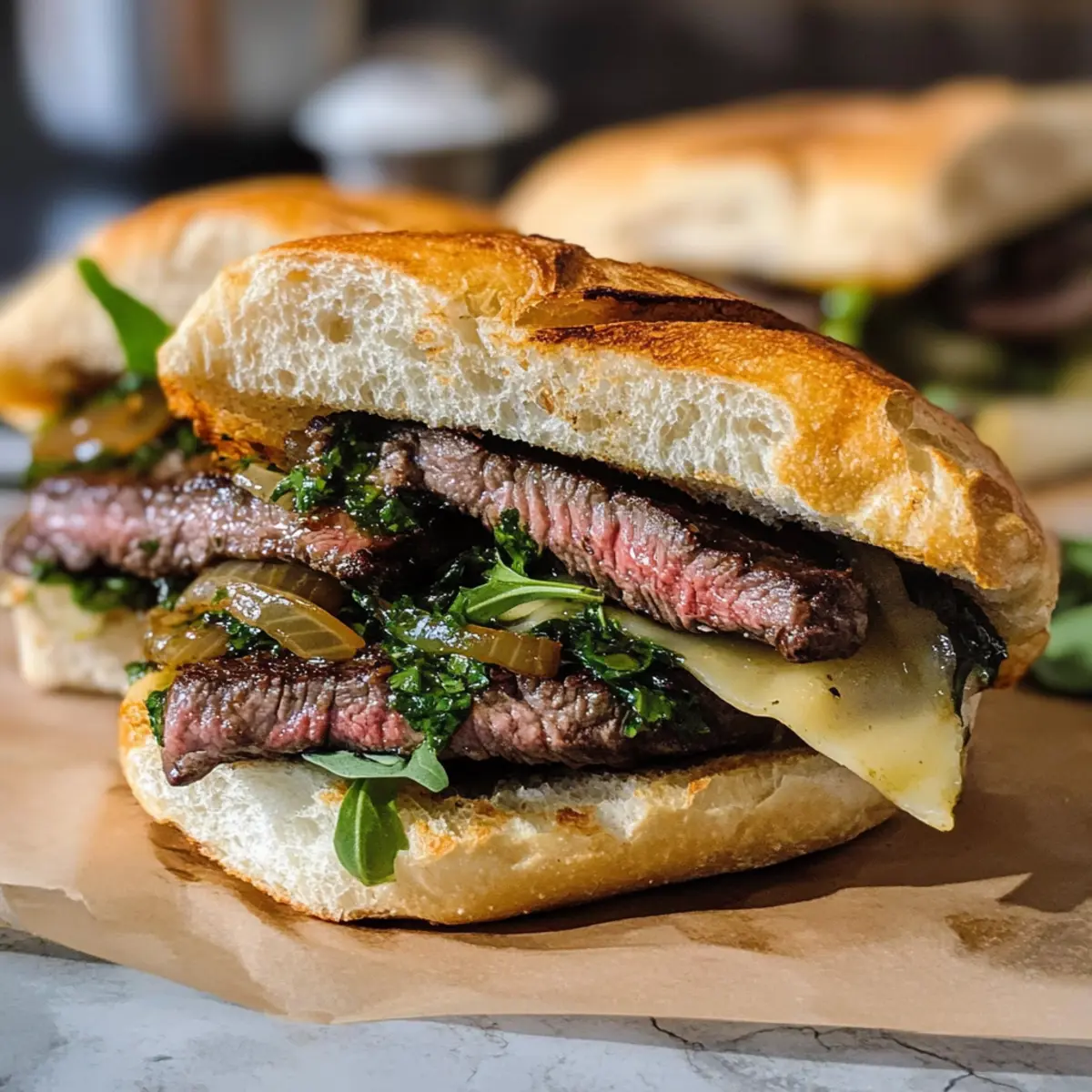 Ribeye-Steak-Sandwich mit Chimichurri einfach selbst machen