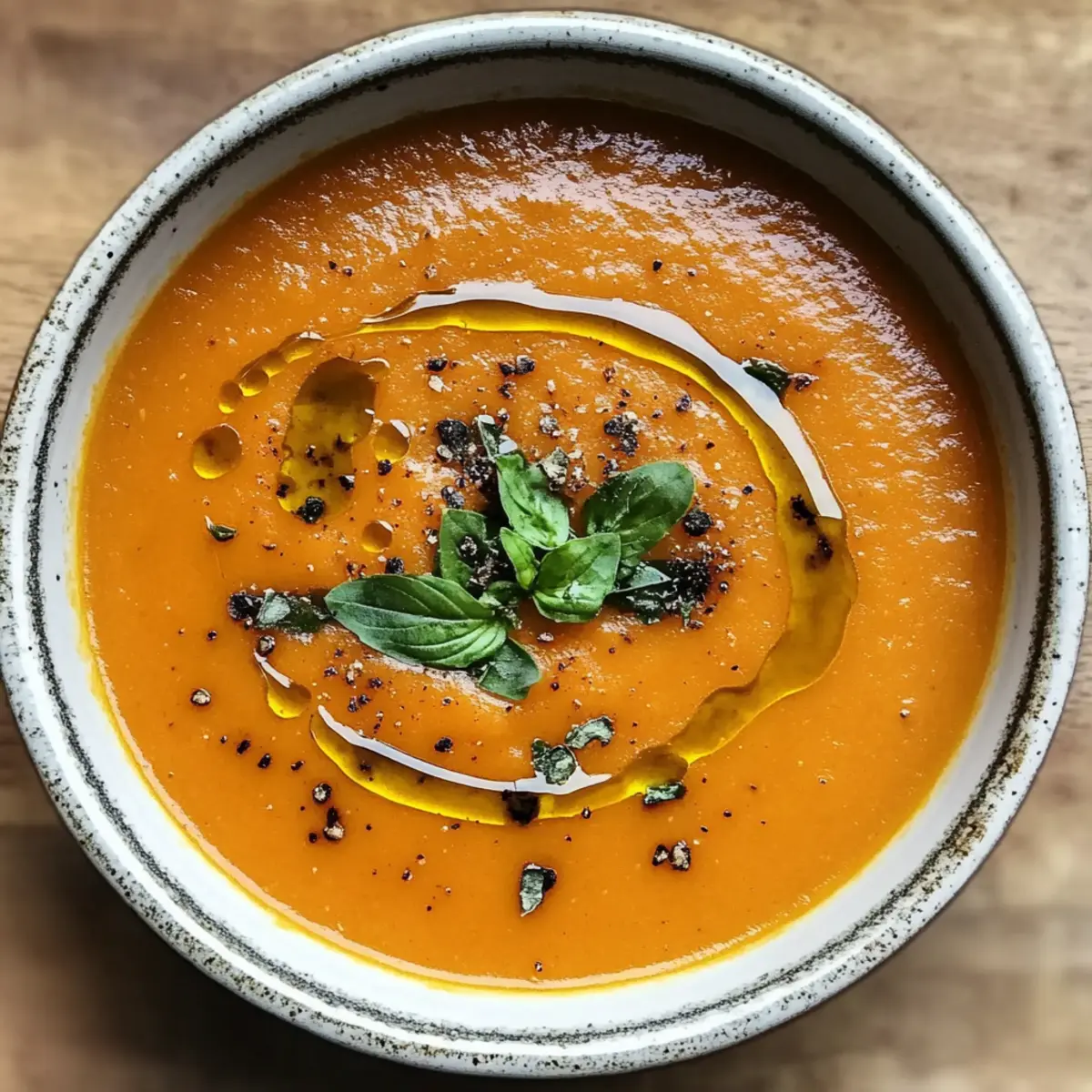 Geröstete rote Paprika und Butternut-Kürbissuppe leicht gemacht