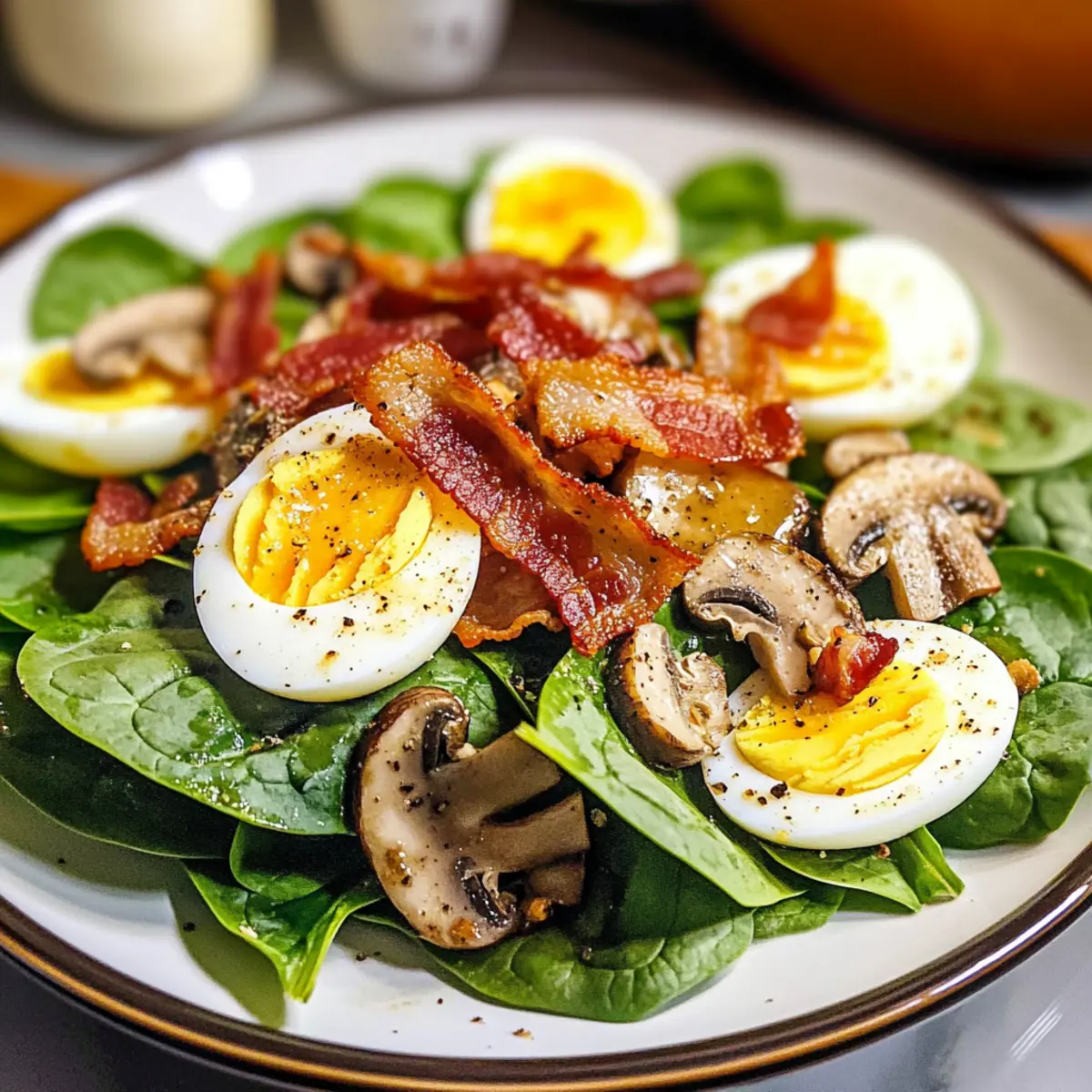 Spinat Salat mit warmem Speck-Dressing genießen