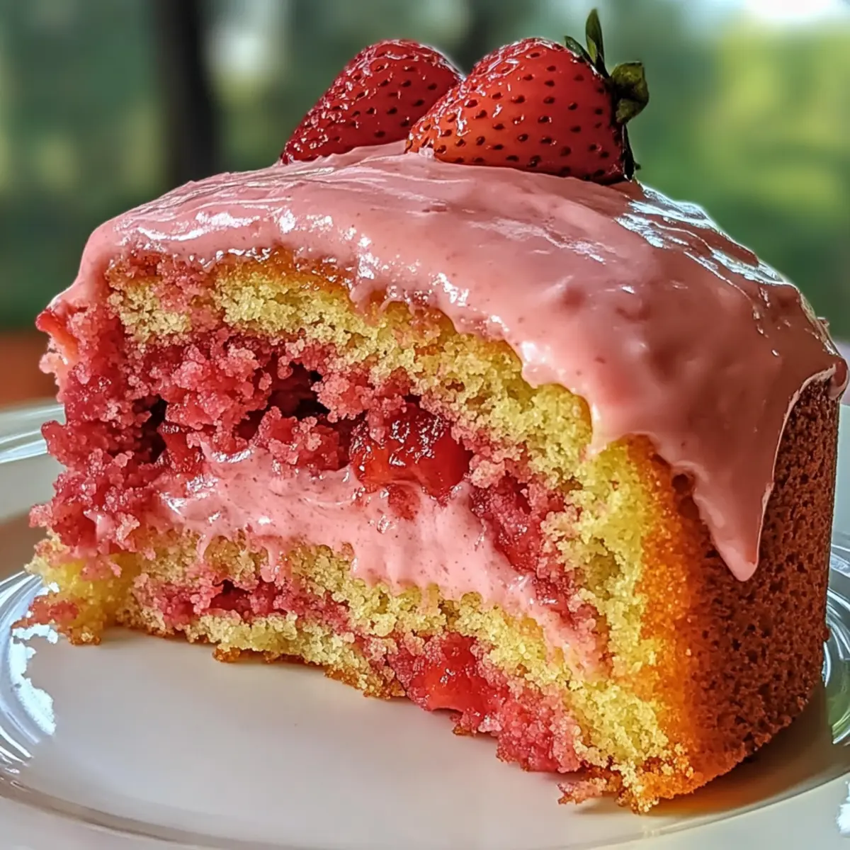 Erdbeer-Honigkuchen mit cremiger Erdbeerglasur