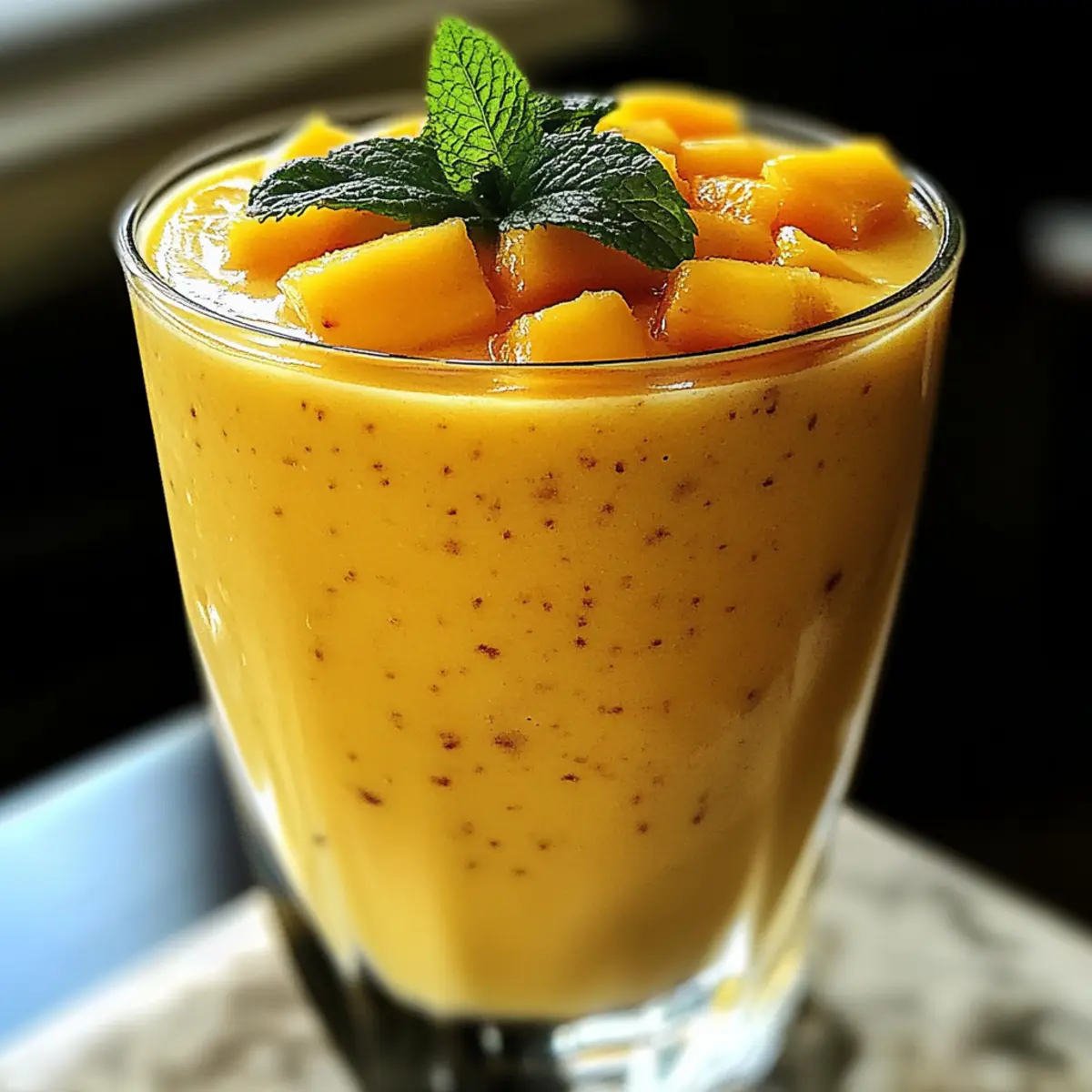 Tropische Freude Pfirsich Mango Joghurt Smoothie cremig und erfrischend