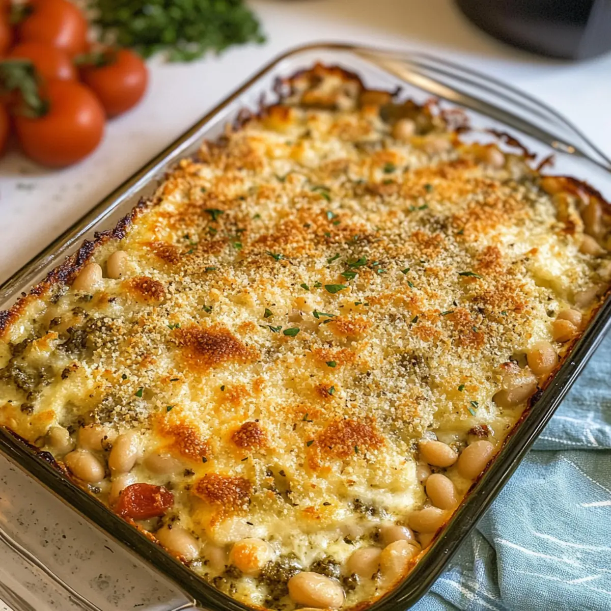 Weiße Bohnen und Pesto Auflauf für Eilige