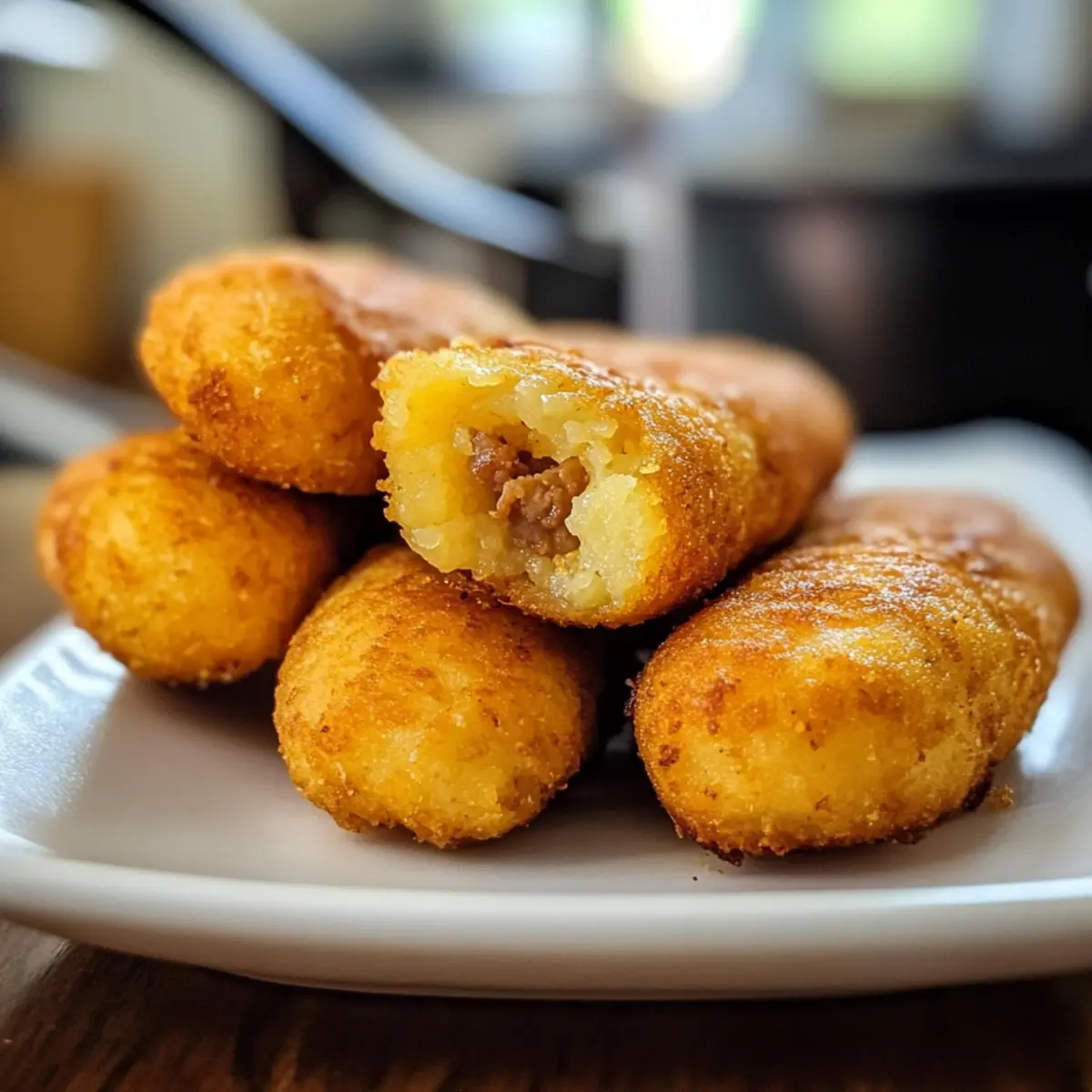 Krosse Yuca-Küchlein mit herzhaftem Füllung