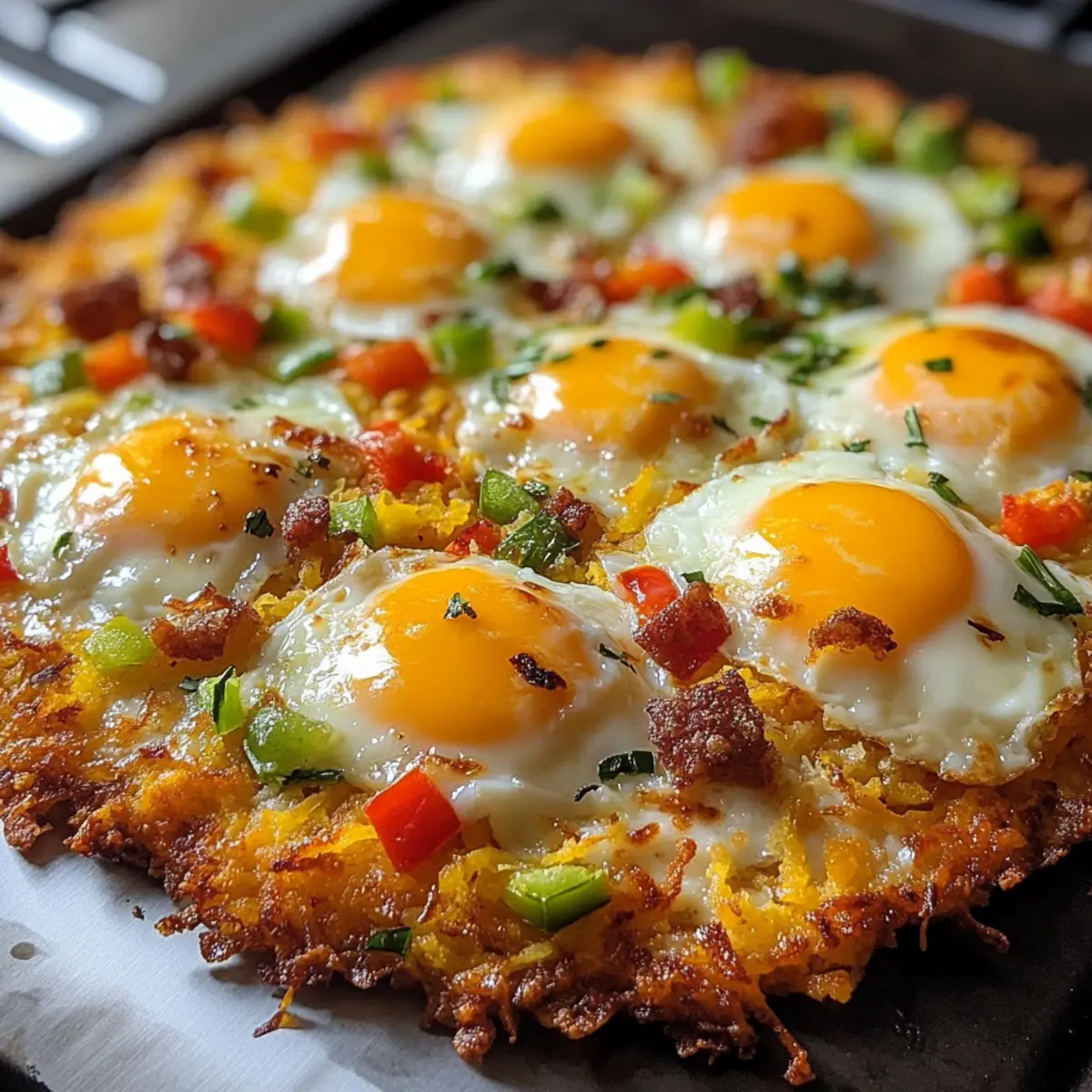 Frühstücks-Pizza Röstkartoffel-Boden: Knuspriger Genuss