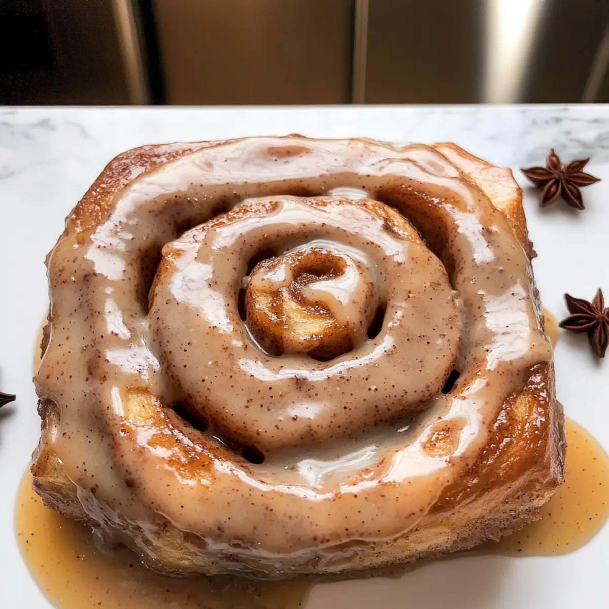 Gooey Chai Zimtschnecken mit Karamellsoße