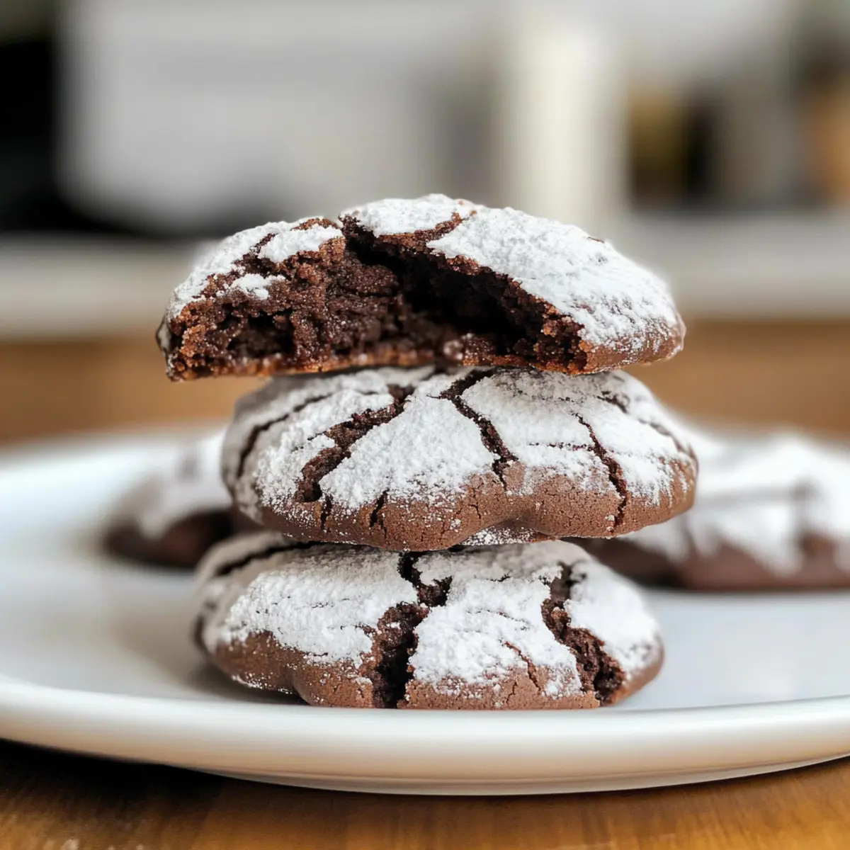 Rissige Schokoladenfudge-Kekse aus dem Ofen