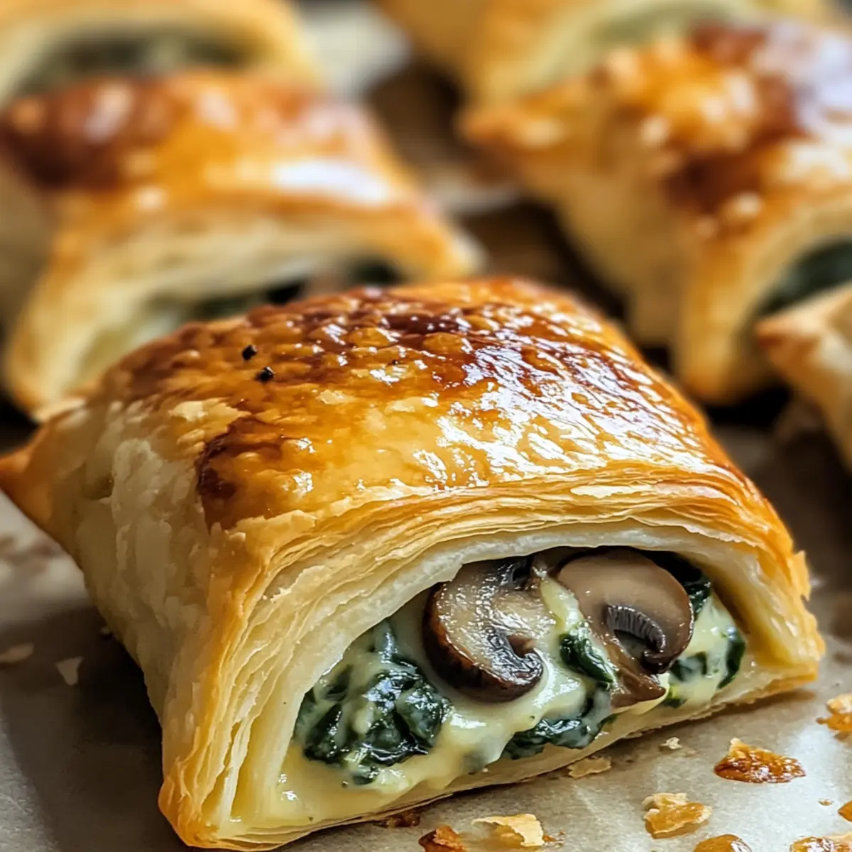 Cremige Pilz- und Spinat gefüllte Teiggebäck Bissen