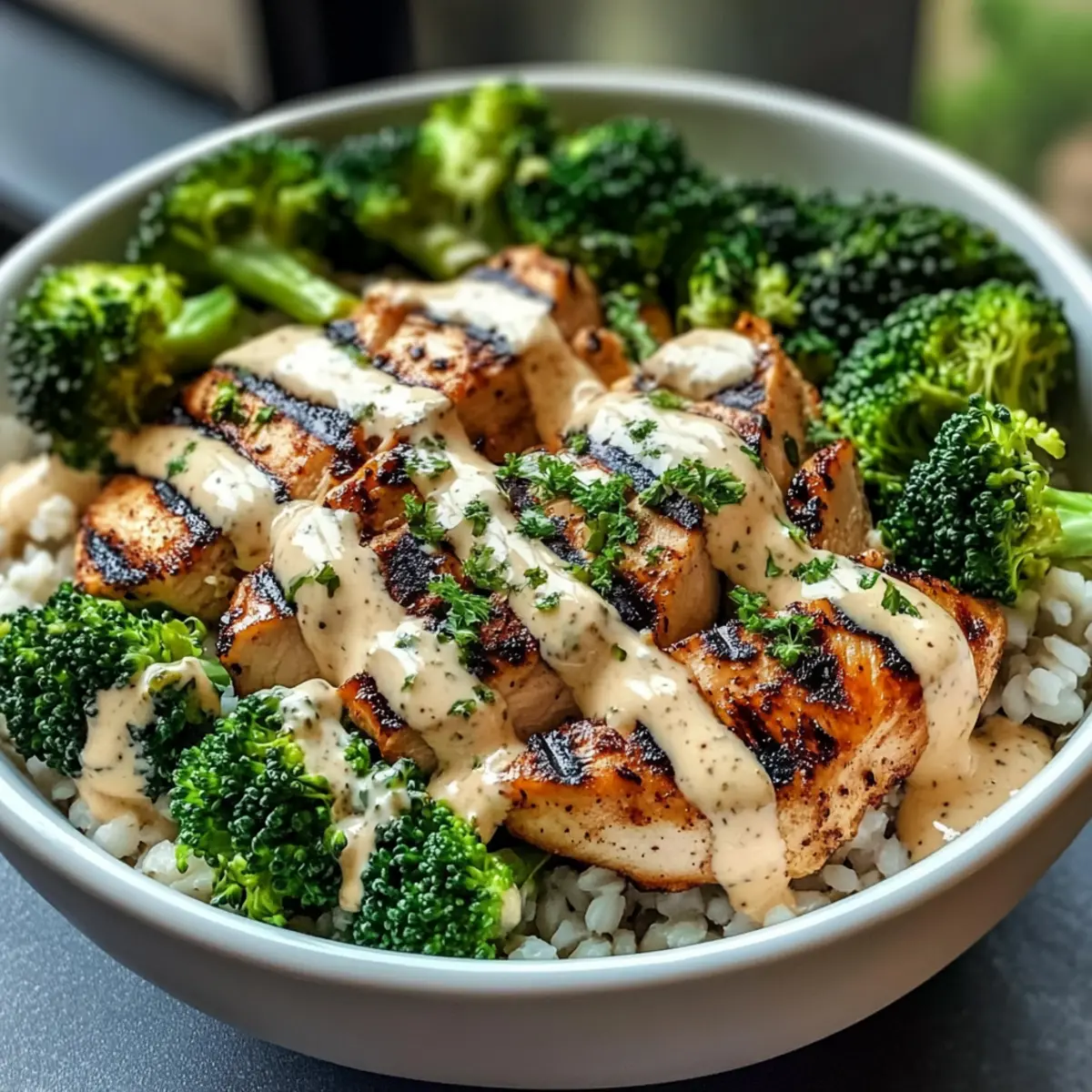 Gegrillte Hähnchen- und Brokkoli-Schalen schnell zubereiten