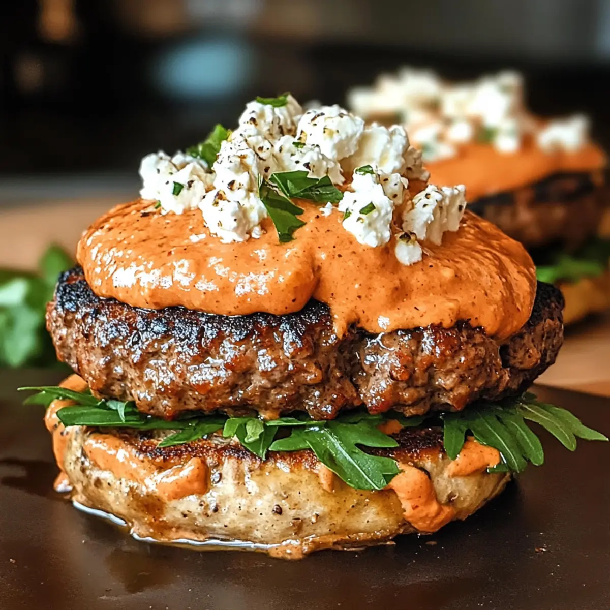 Keto Feta Burger mit Tomatencreme für Genießer