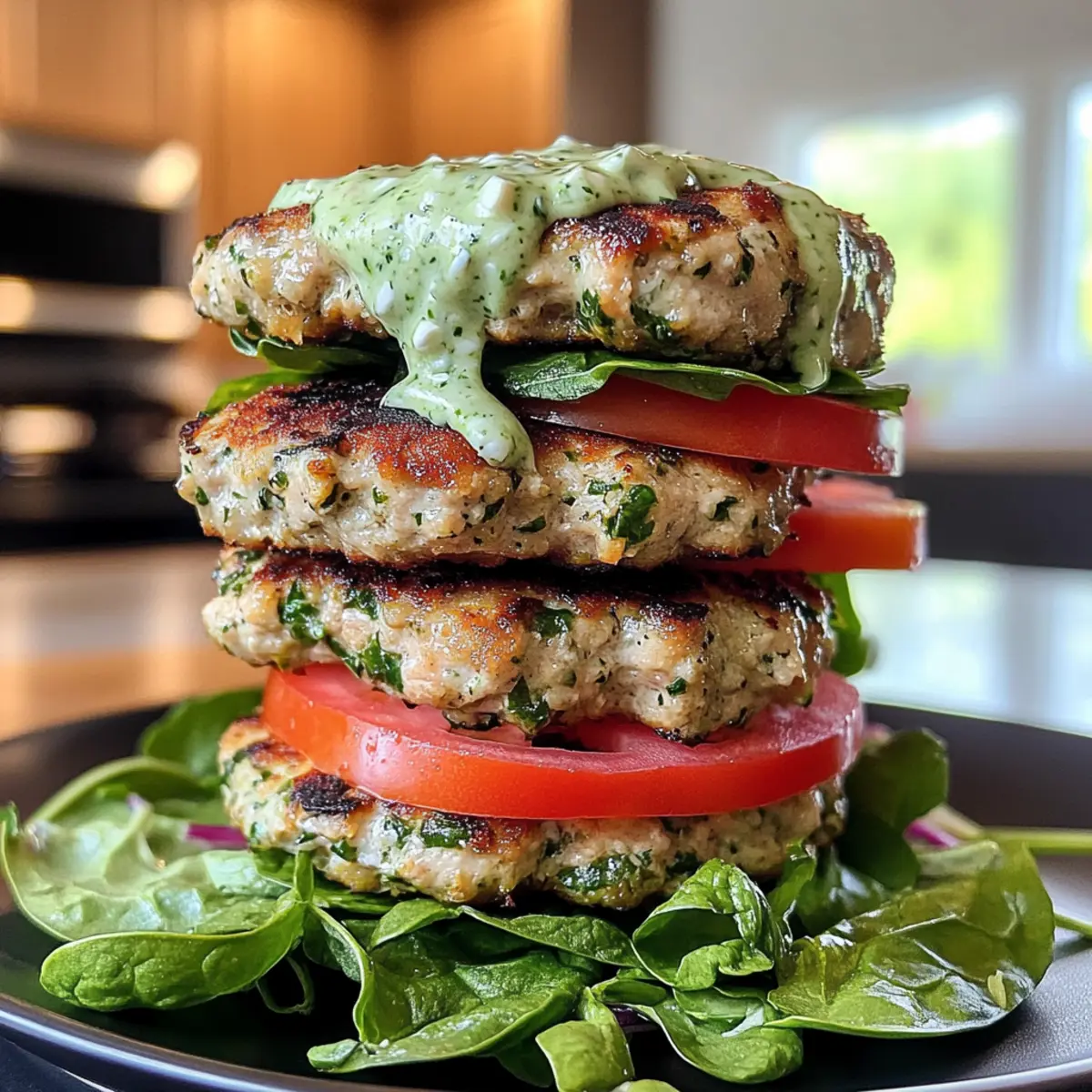 Keto Spinat Feta Putenburger für schlanke Genussmomente