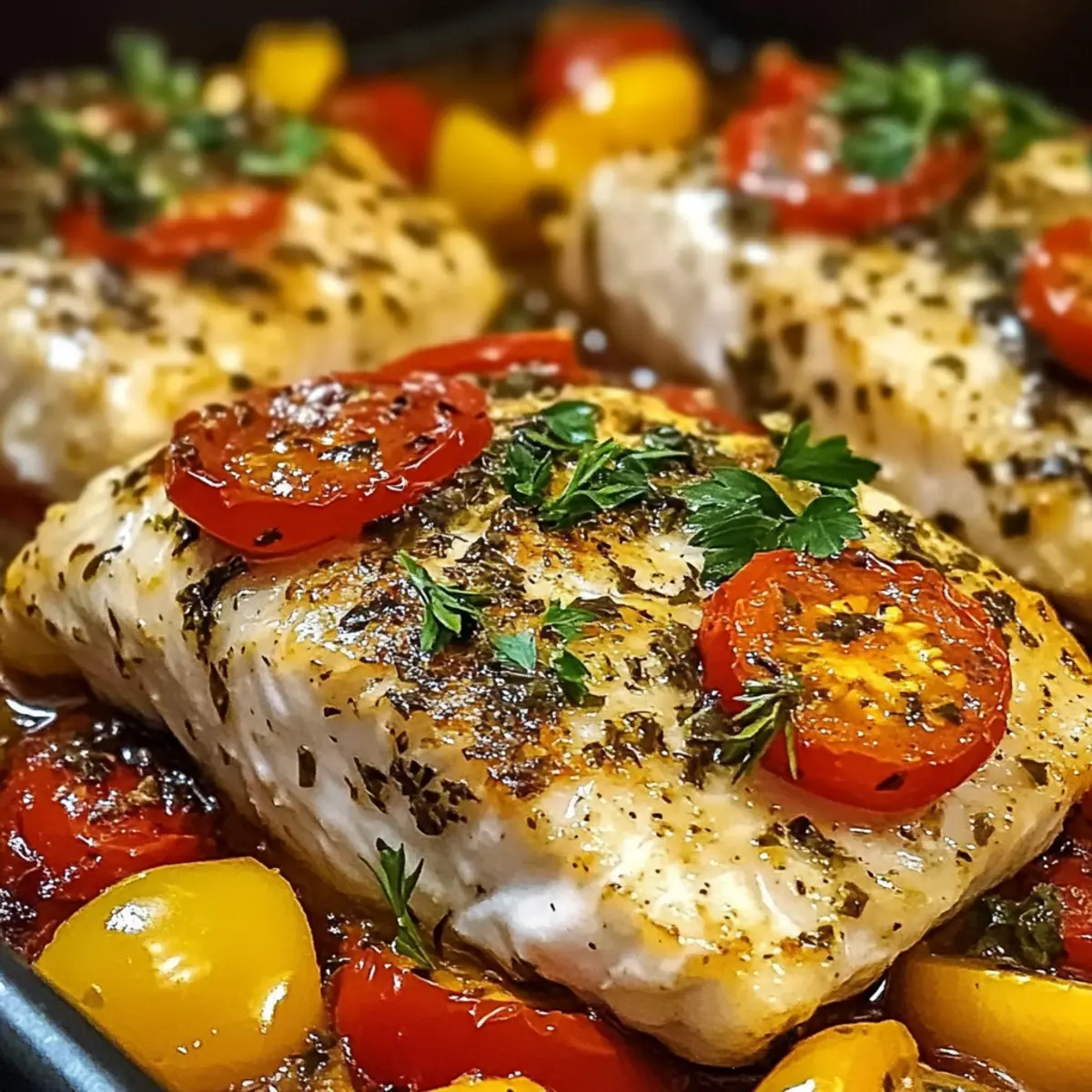 Mediterraner gebackener Fisch für ein gesundes Abendessen