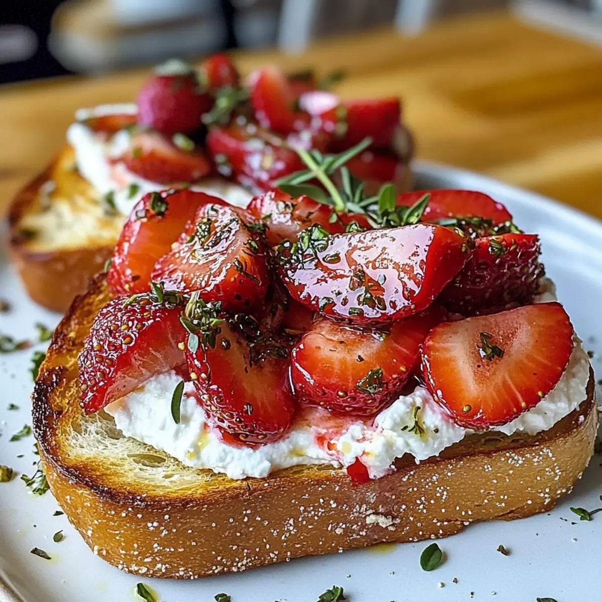 Geröstete Erdbeer-Schlagsahne-Ricotta-Toast Genuss
