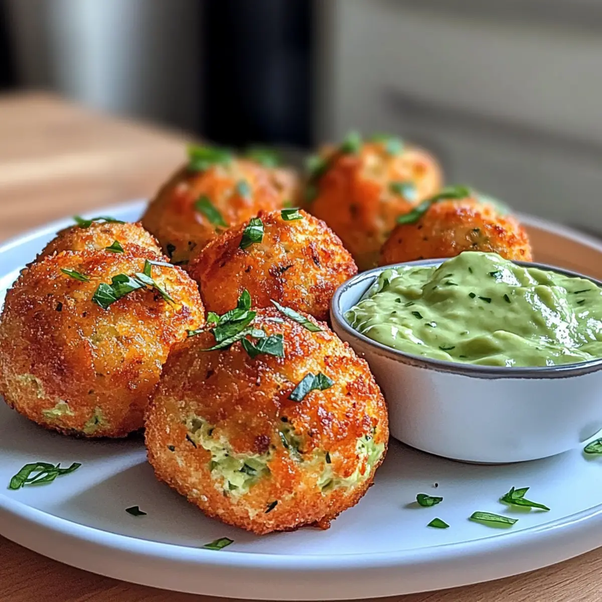 Lachs Bällchen mit cremiger Avocadosauce genießen