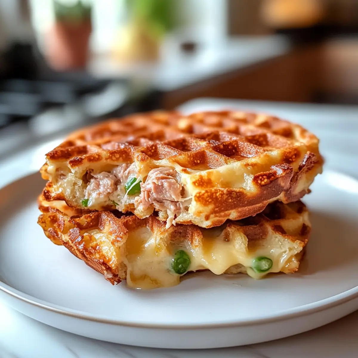 Herzhafter Thunfischschmelz-Chaffle für Keto-Fans