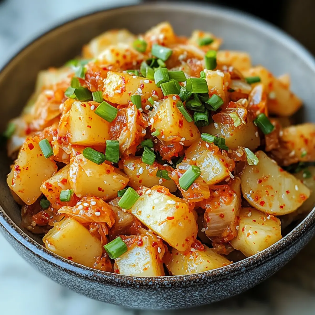 Scharfer Kimchi Kartoffelsalat für tolle BBQs