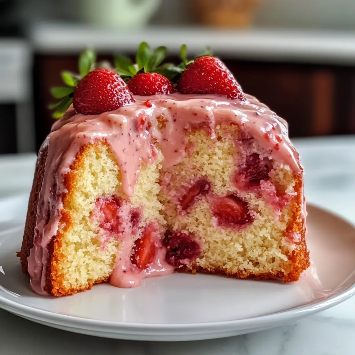 Erdbeermilchshake-Pfundkuchen für Frühlingsfreude