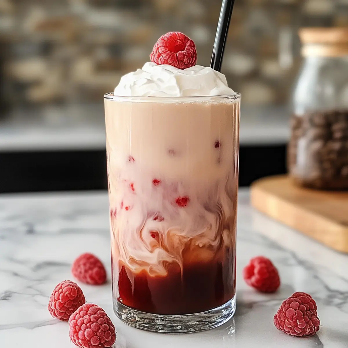 Vanille Himbeer Eislatte für heiße Sommertage