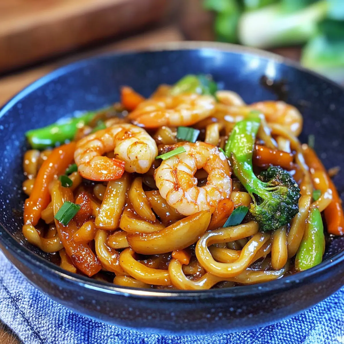 Yaki Udon mit Garnelen in 20 Minuten zubereiten