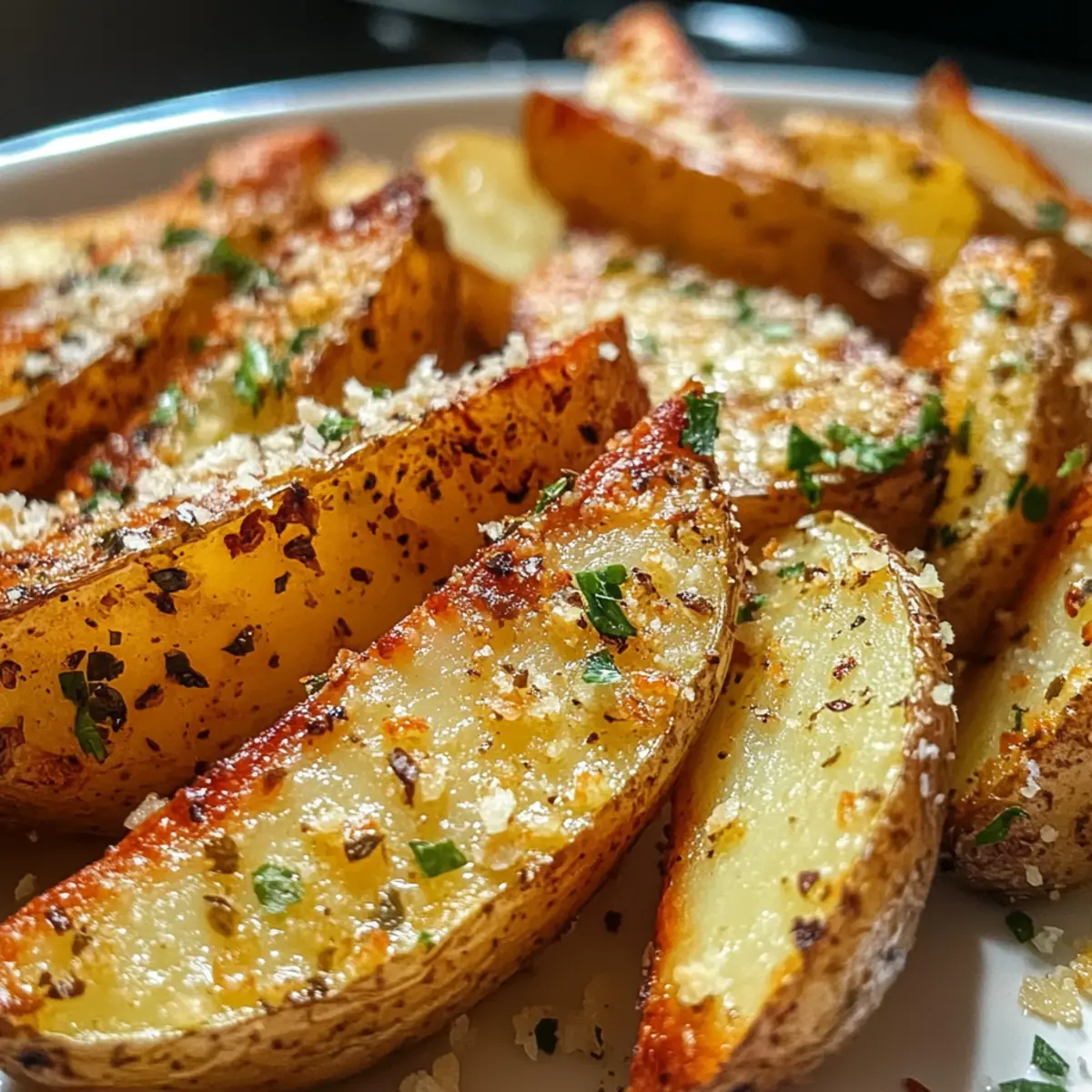 Gebratene Knoblauch-Parmesan-Kartoffelspalten einfach selbst gemacht