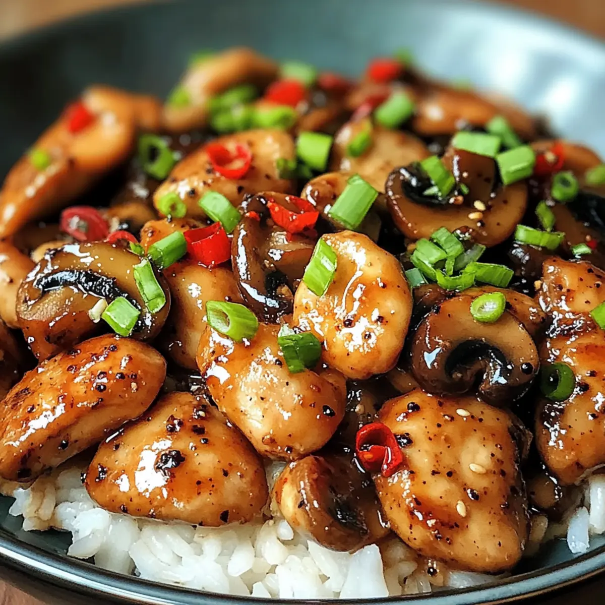 Schwarzer Pfeffer Hähnchen mit Pilzen in 30 Minuten
