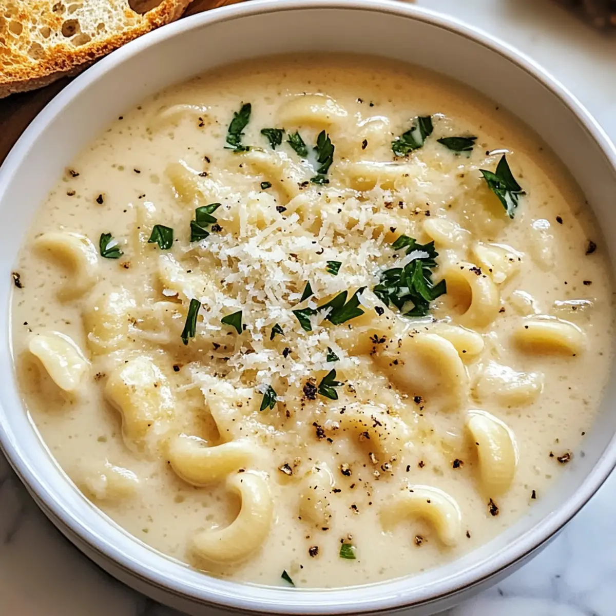 Cremige Knoblauch-Parmesan-Suppe in 30 Minuten