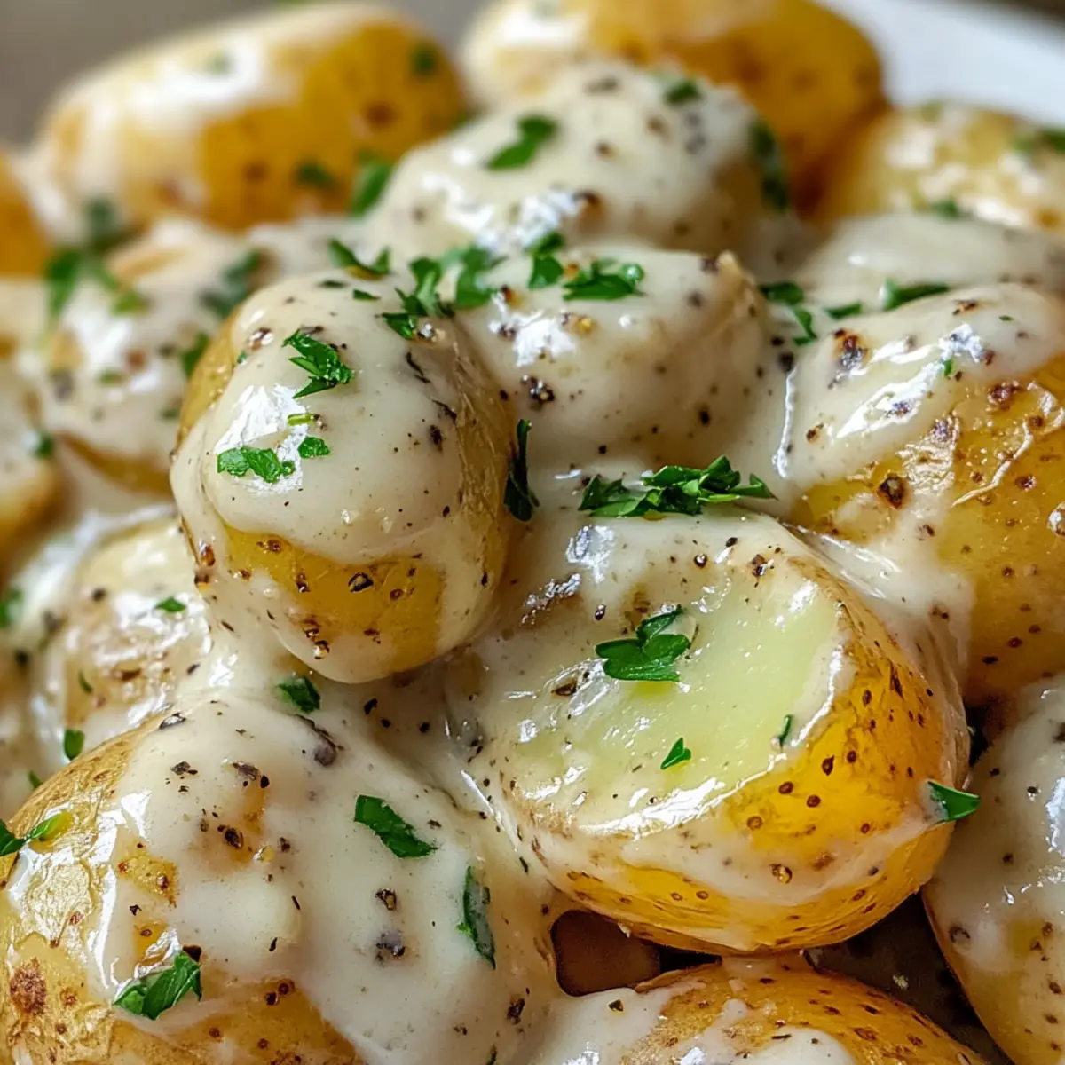 Cremige Knoblauchsoße Baby-Kartoffeln für jeden Tag