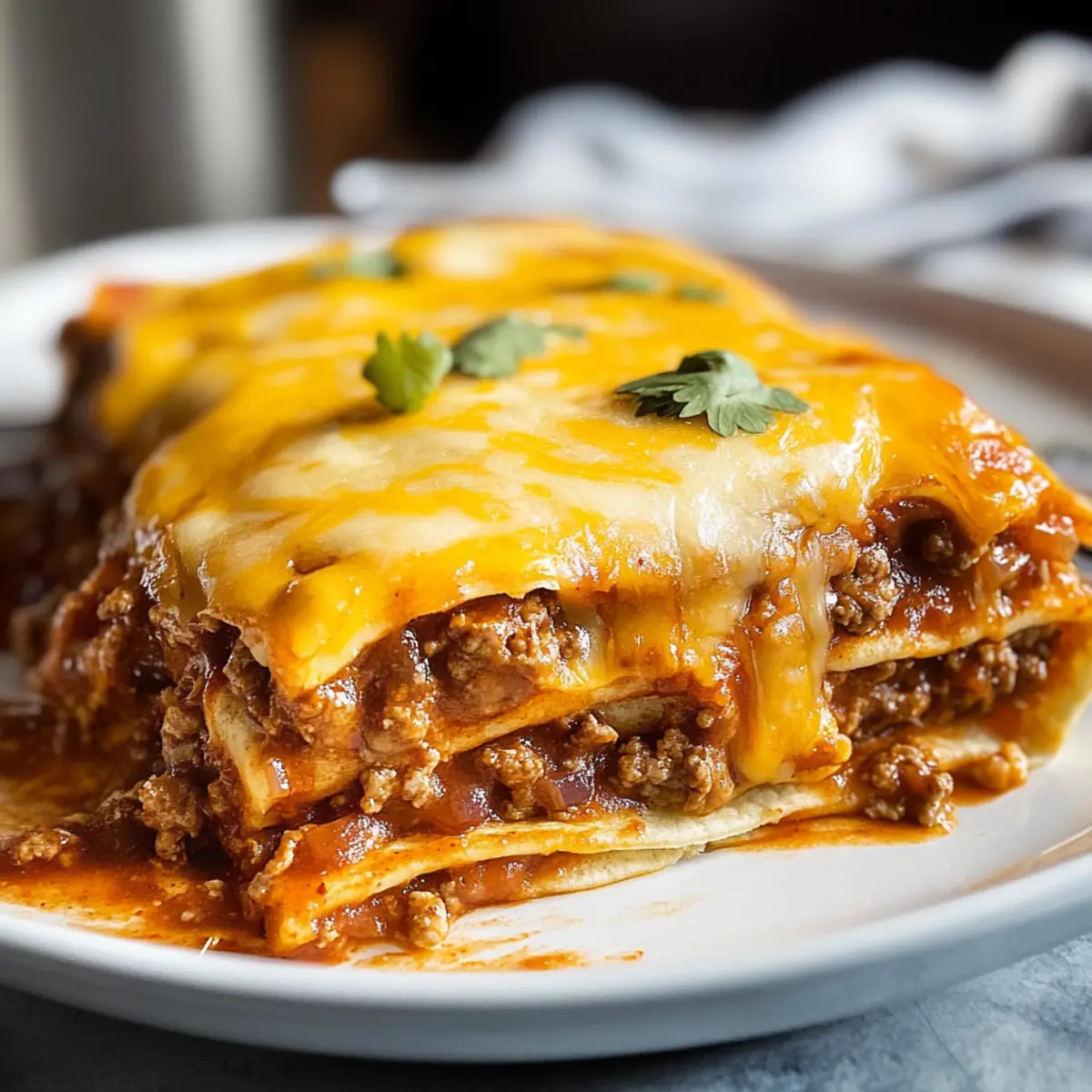 Dutch Oven Rindfleisch Enchilada Auflauf für die Familie