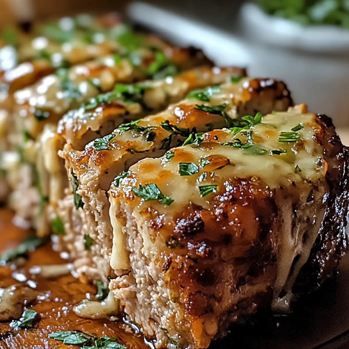 Saftiger Knoblauch Parmesan Hähnchenfleischlaib genießen