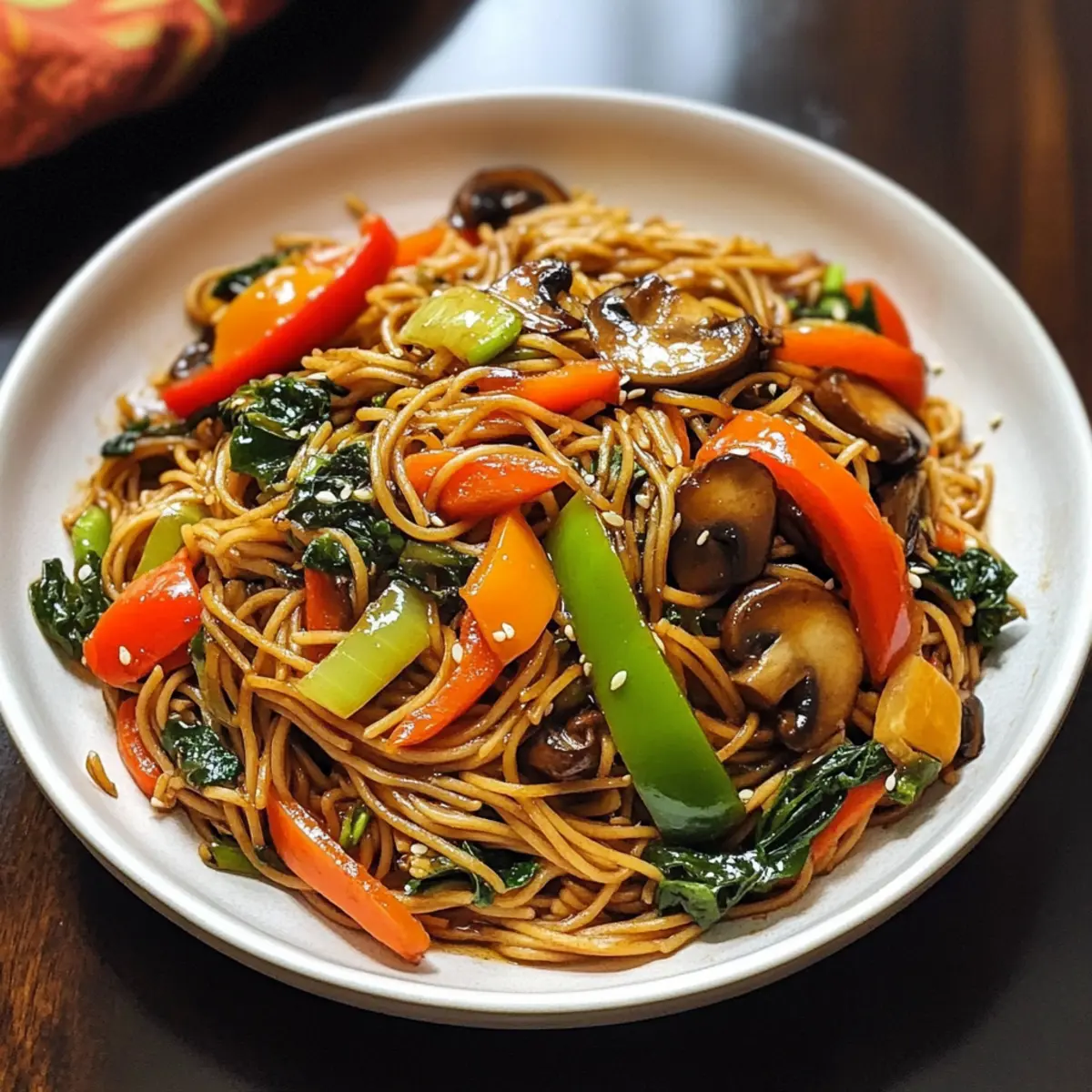 Beladene Gemüsenudeln Lo Mein für gesunde Abende