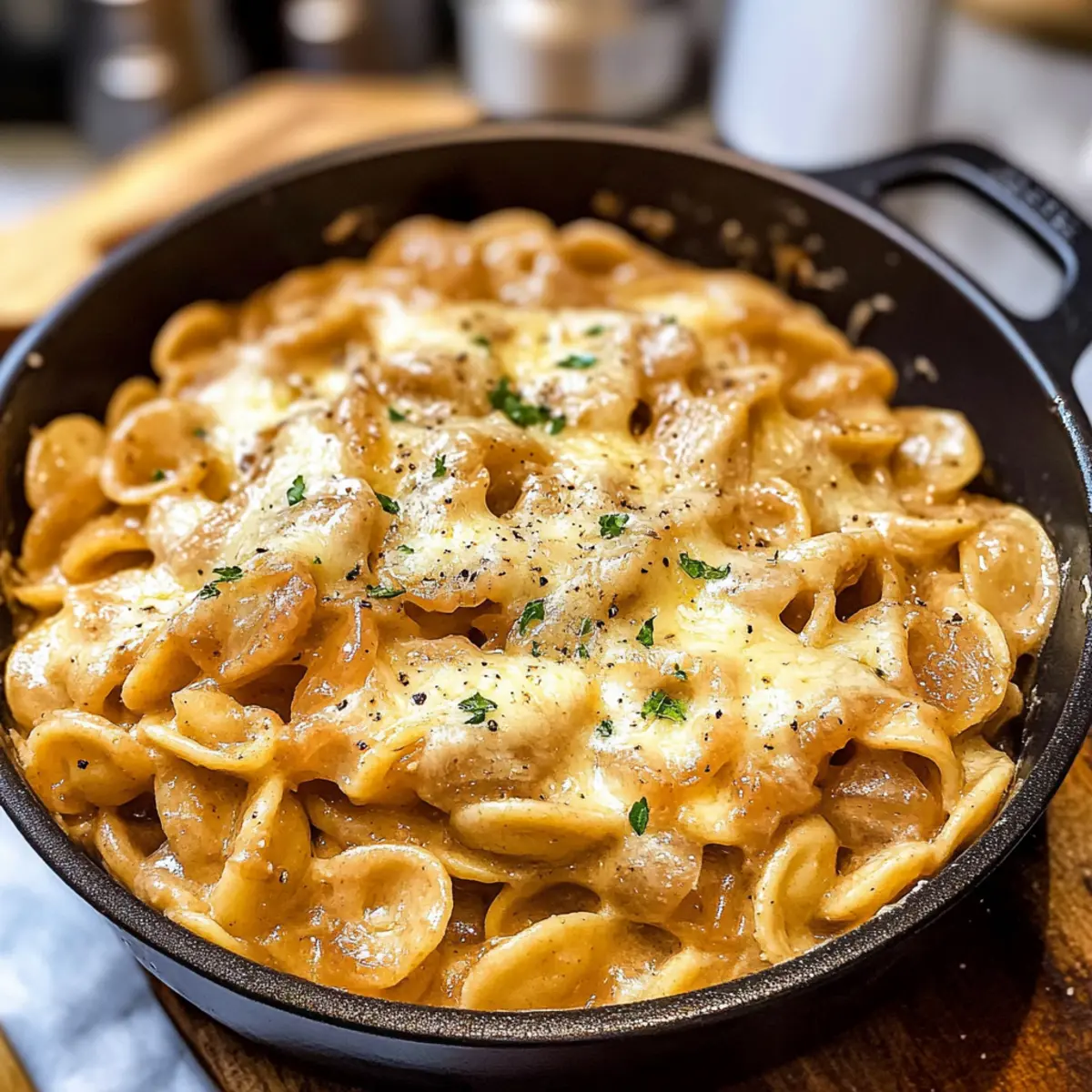Ein-Topf Französische Zwiebel-Pasta für jeden Abend