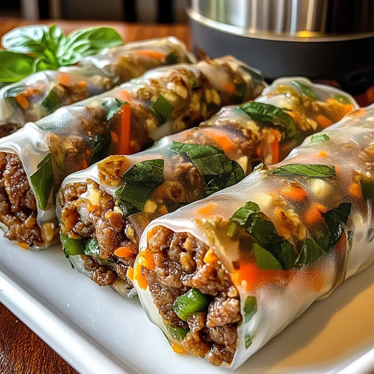 Thai-Basilikum-Rindfleisch-Rollen – Frisch und Lecker